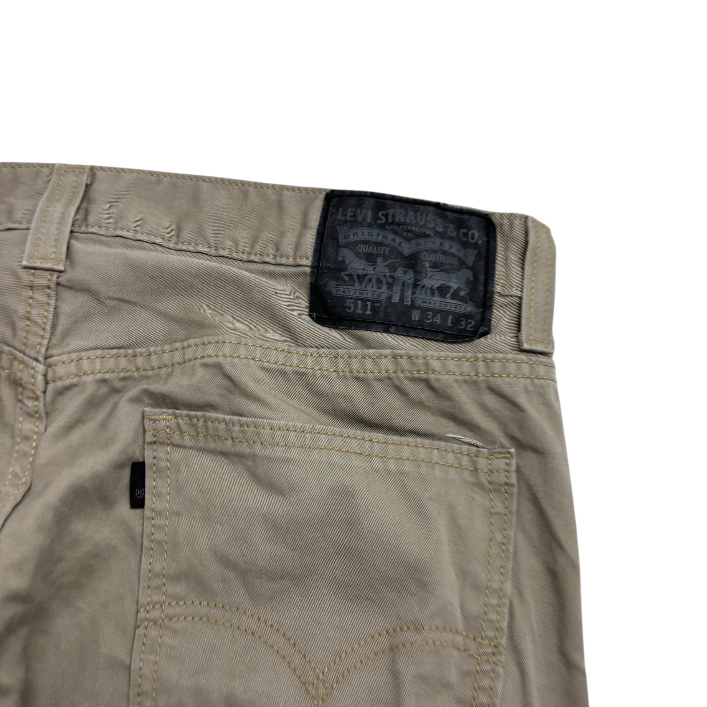 Levis 511 Trousers W34 L32 Mens Beige Slim Fit Cotton Pants