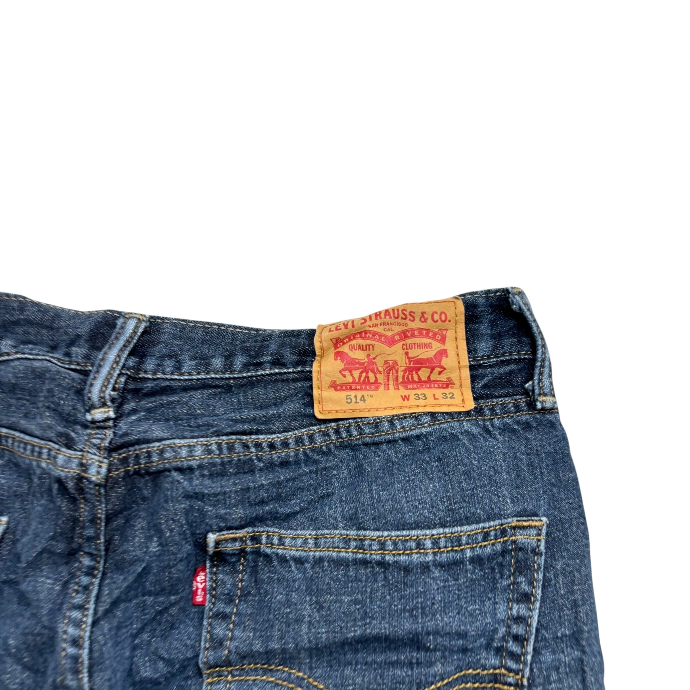 Levis 514 Jeans W33 L32 Mens Dark Blue Regular Straight Fit Denim