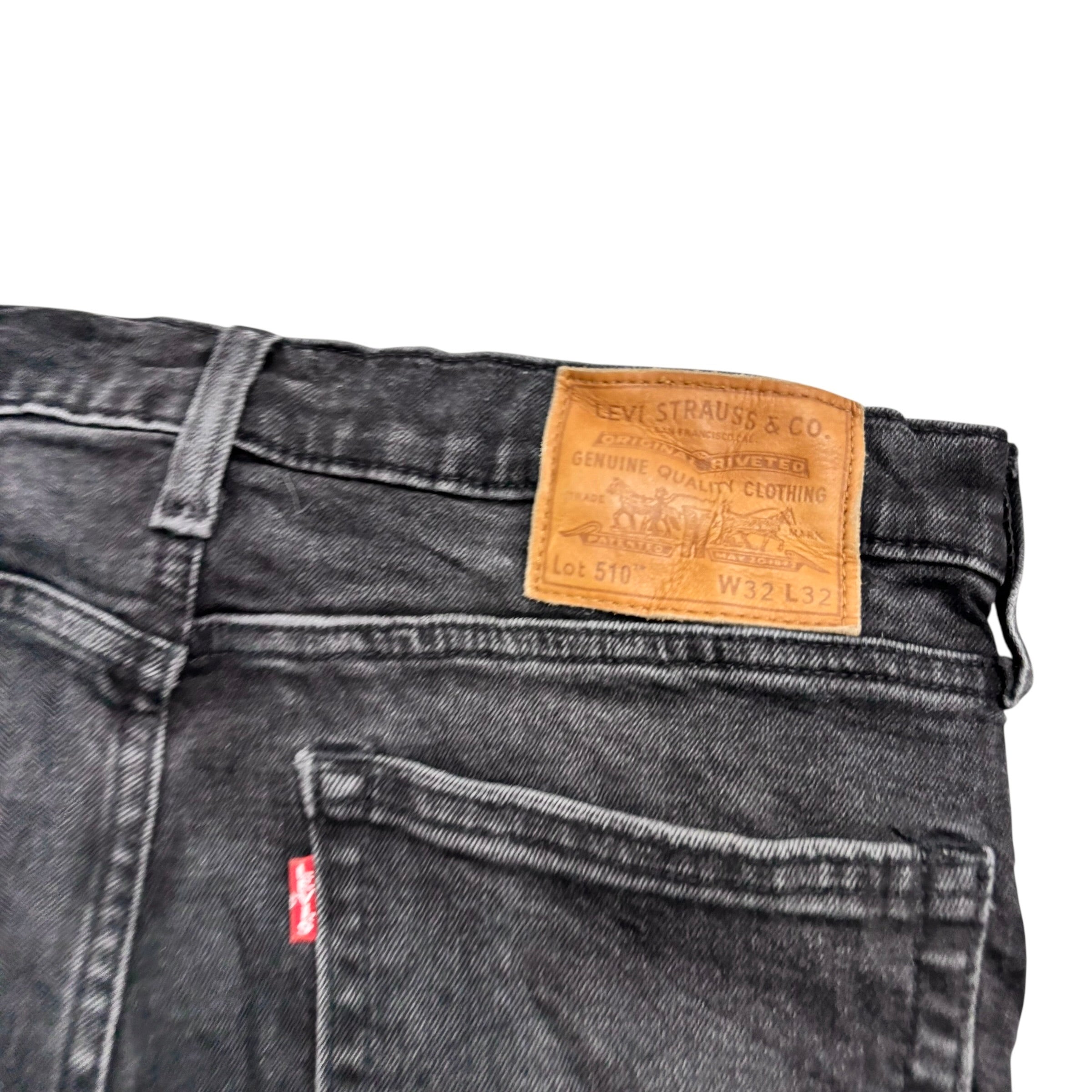 Levis 510 Jeans W32 L31 Mens Black Skinny Fit Stretch Premium Denim (E)