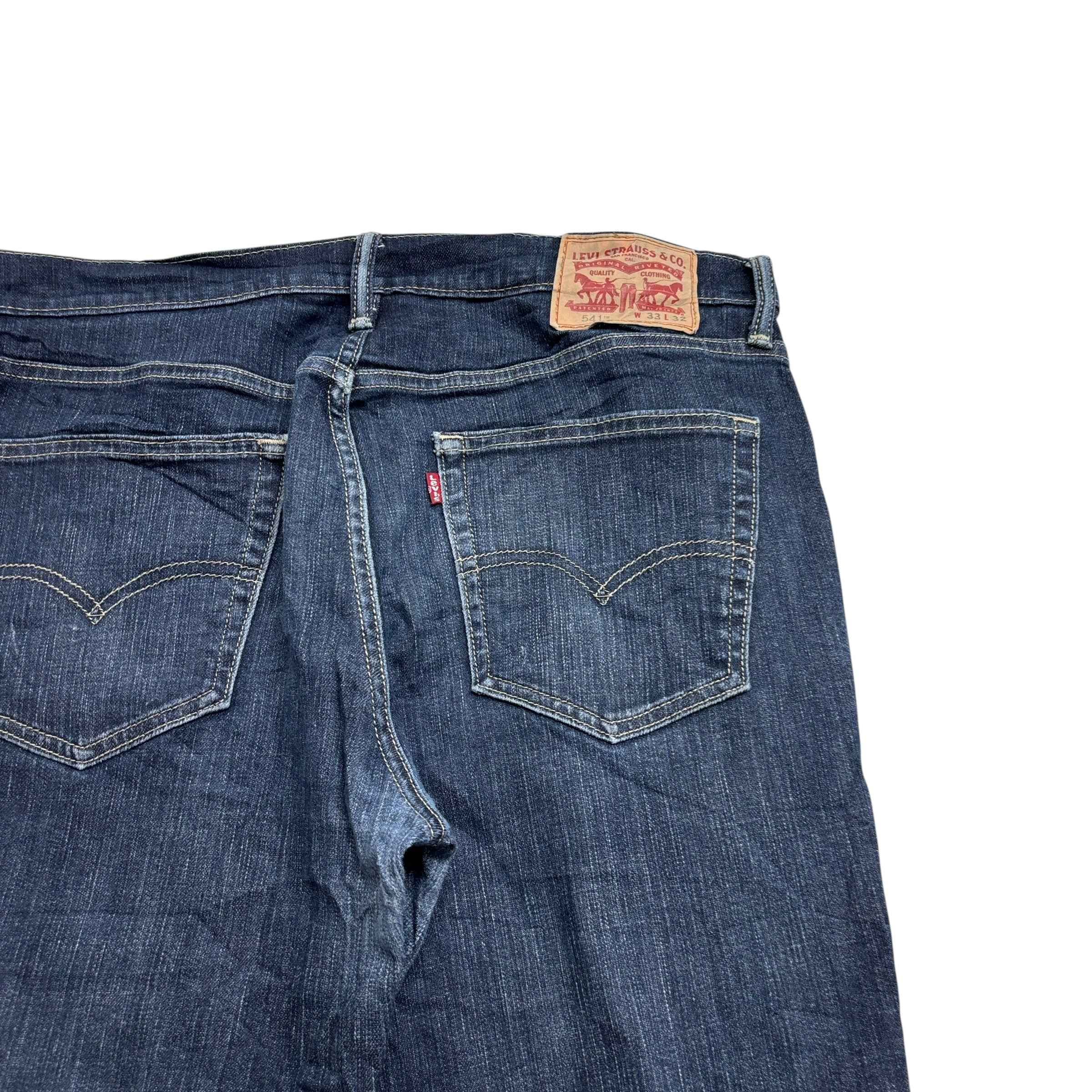 Levis 541 Jeans W33 L31 Mens Dark Blue Athletic Tapered Fit Stretch Denim (F)