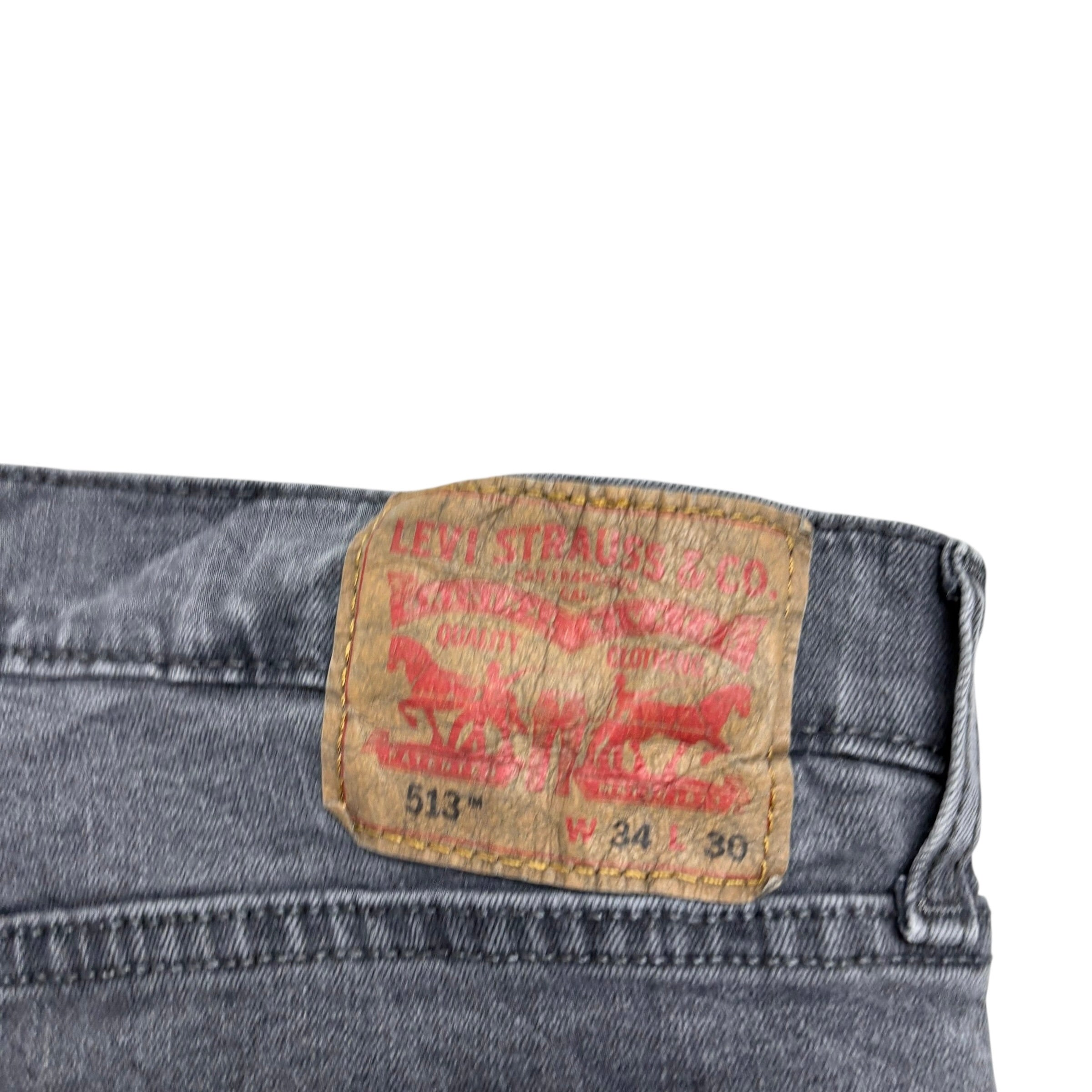 Levis 513 Jeans W34 L30 Mens Grey Slim Straight Fit Stretch Denim