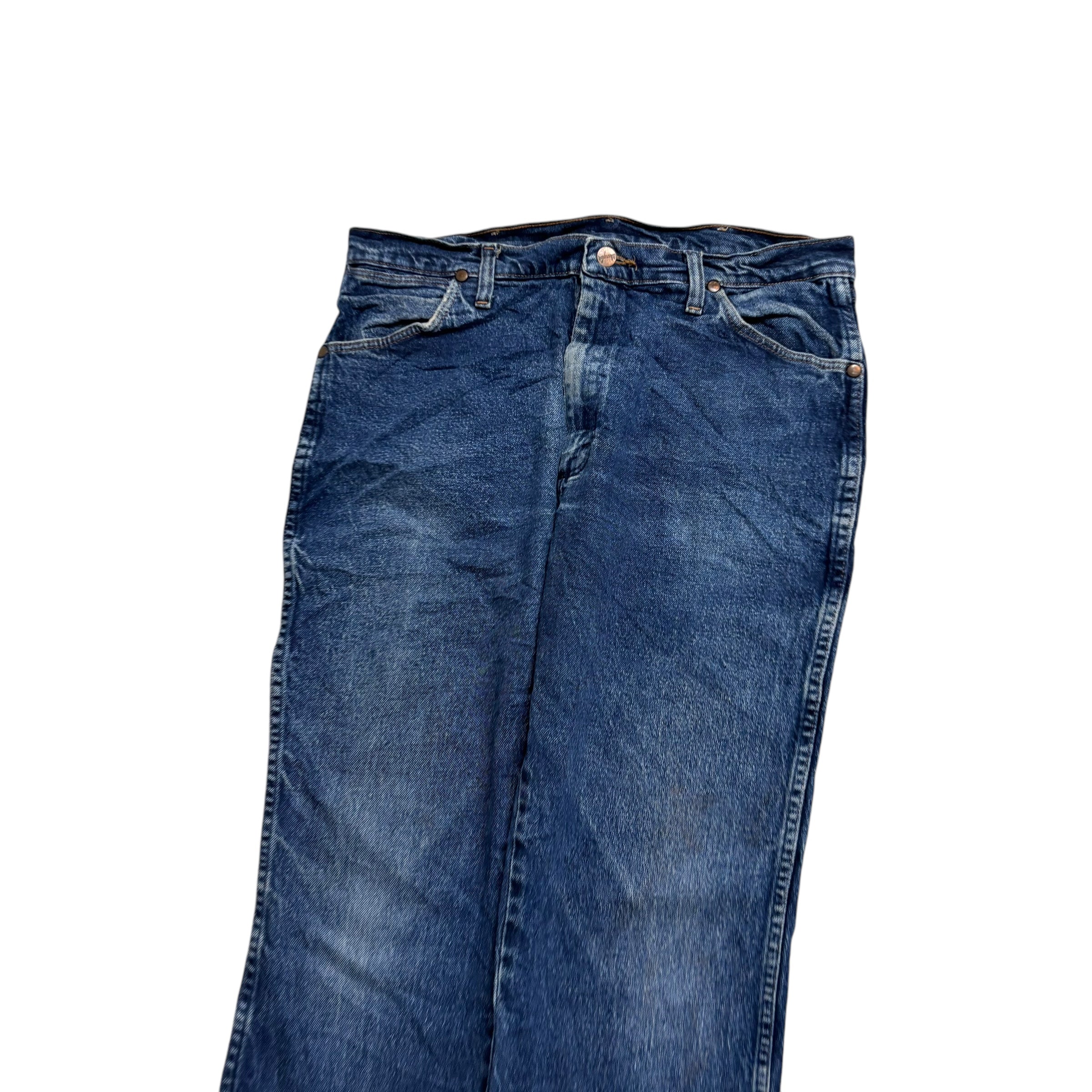Wrangler Jeans Cowboy Cut W34 L30 Mens Mid Blue 947 Bootcut Fit Stretch Denim