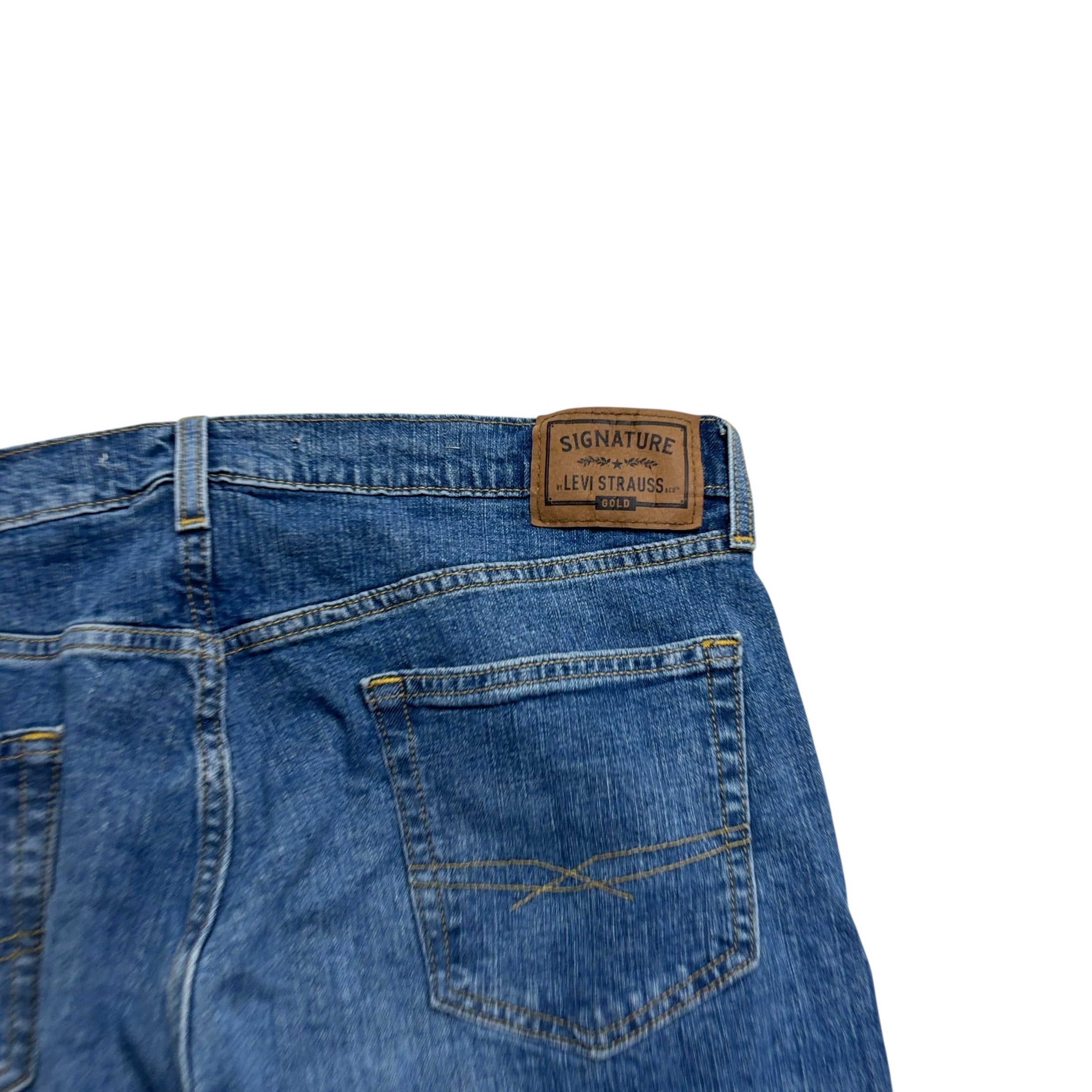 Levis Signature Jeans W36 L30 Mens Mid Blue Relaxed Straight Stretch Denim (E)