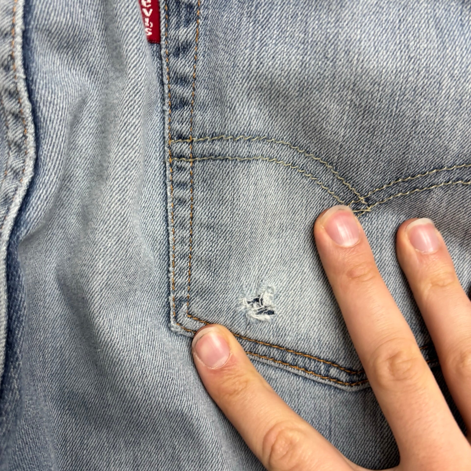 Levis 514 Jeans W33 L34 Mens Light Blue Slim Straight Fit Stretch Denim (F)