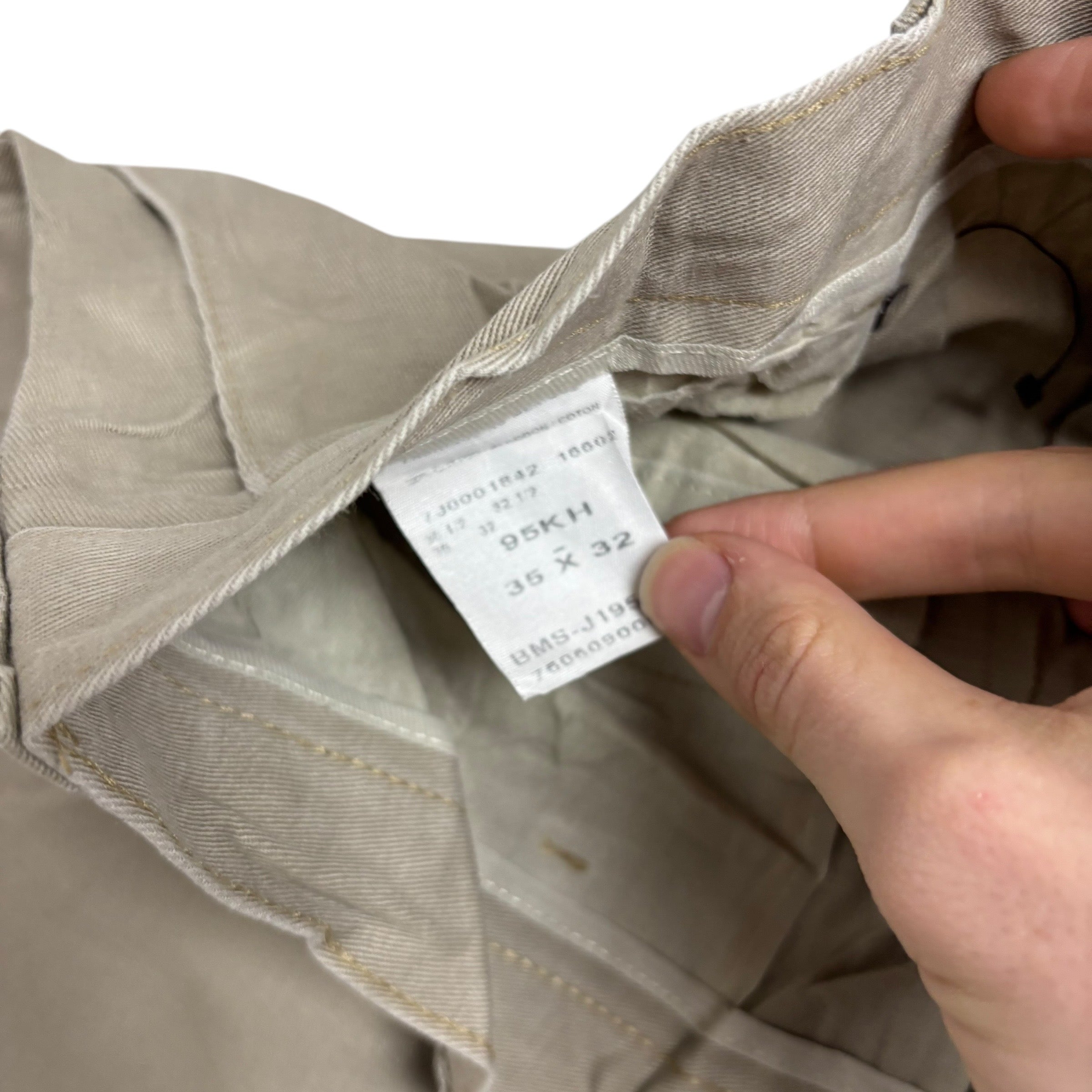 Wrangler Pleated Trousers W35 L32 Mens Beige Regular Straight Fit Pants (E)