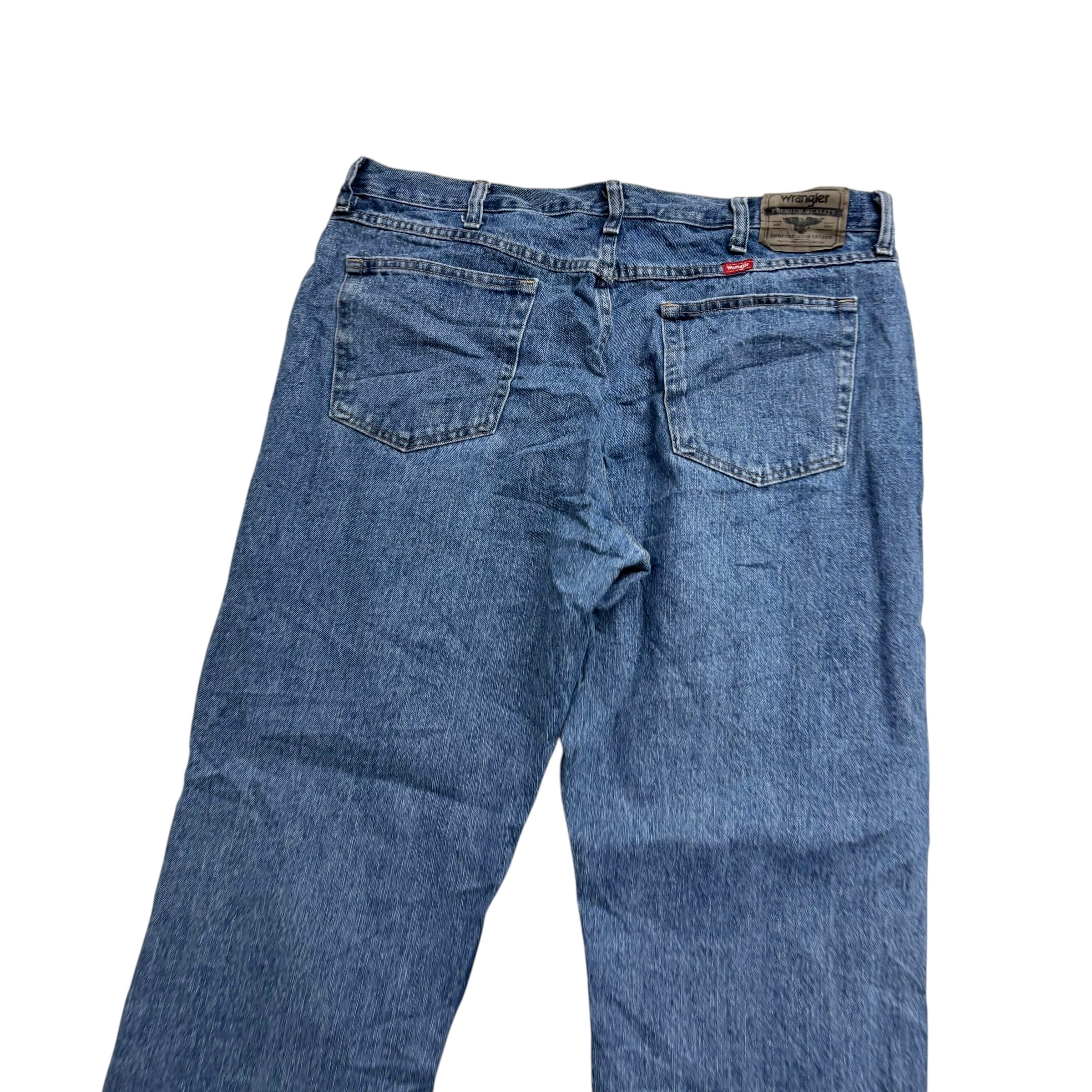 Wrangler Jeans W38 L27 Mens Mid Blue Relaxed Straight Fit Denim (E)