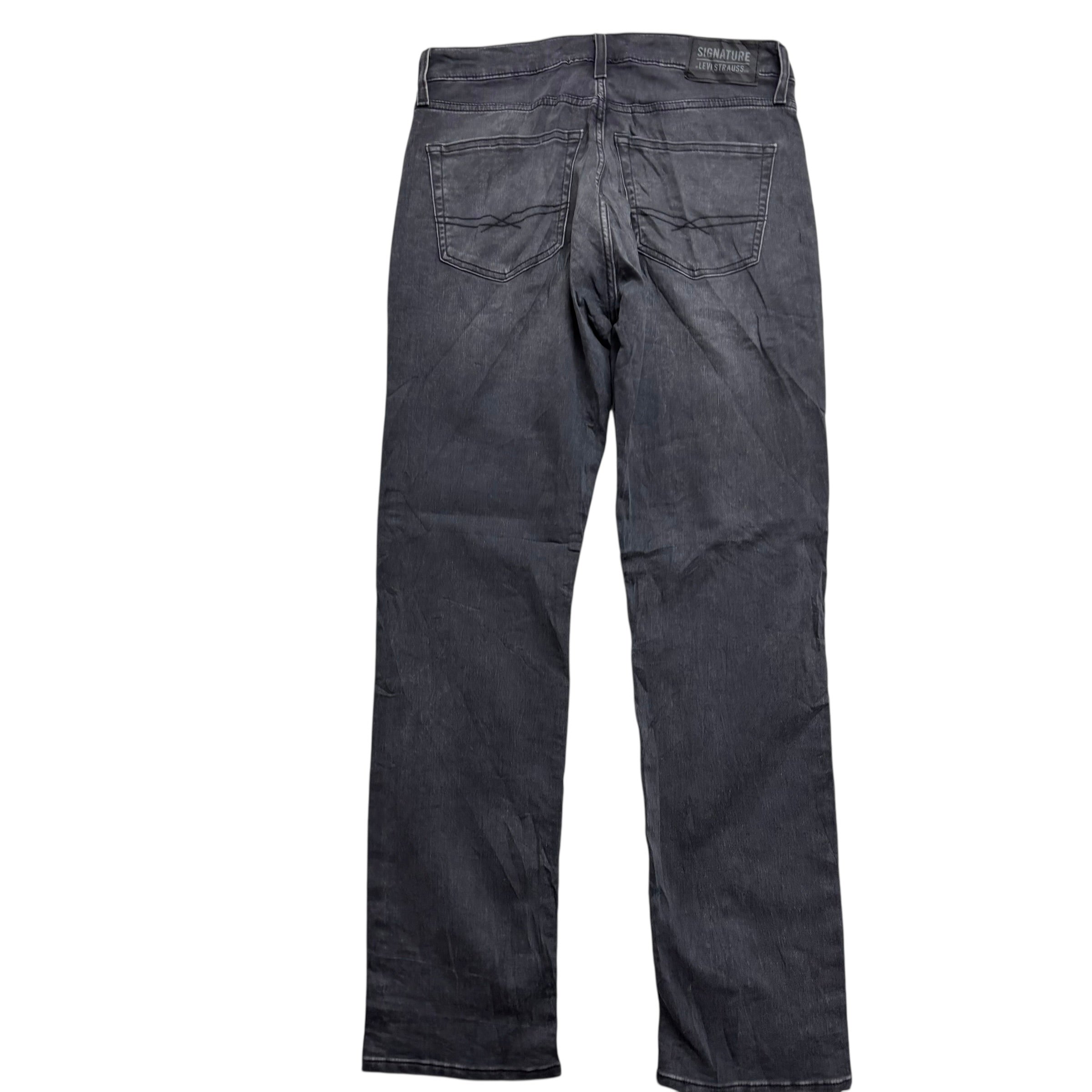 Levis Signature Jeans W33 L32 Mens Black Slim Straight Fit Stretch Denim (F)