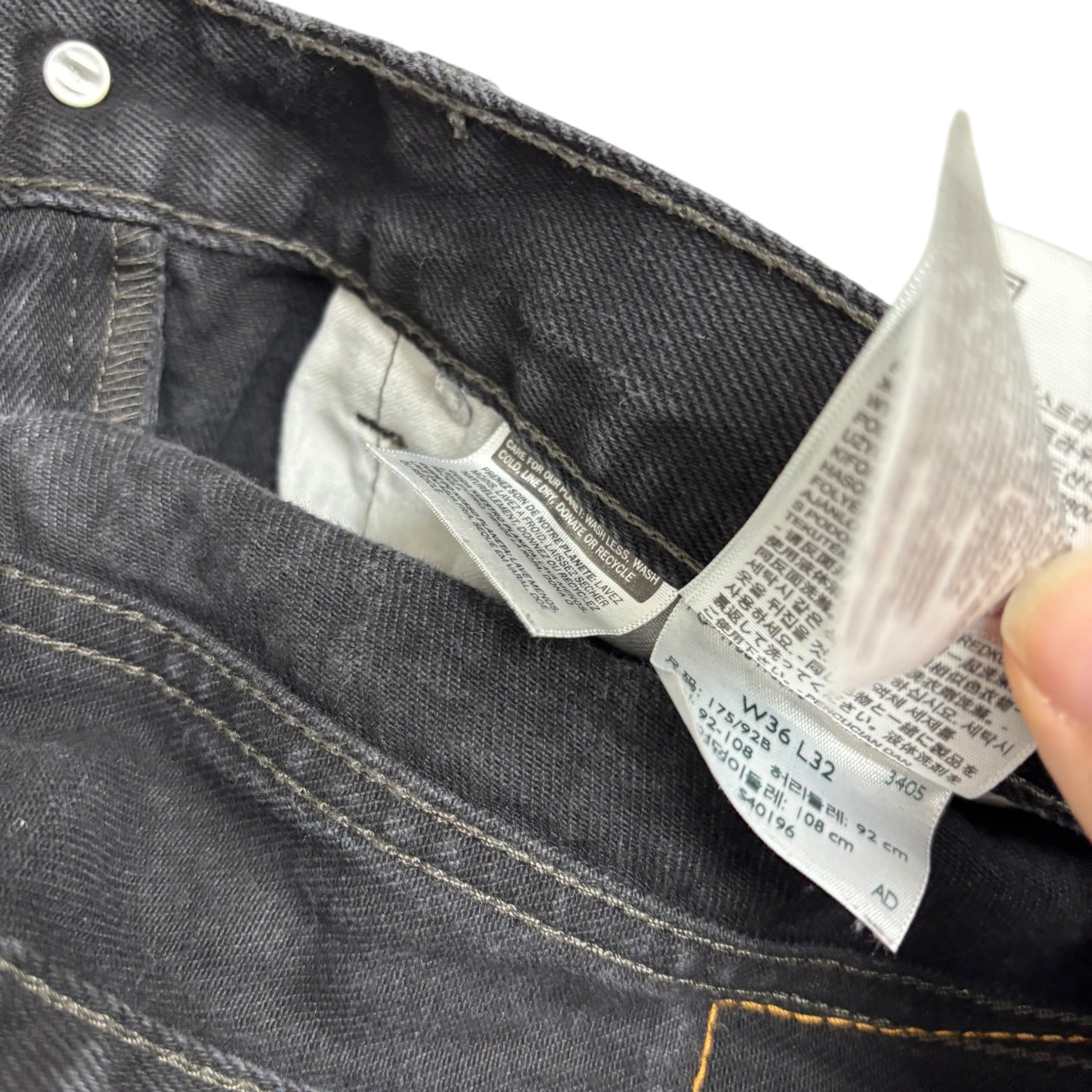 Levis 505 Jeans W36 L30 Mens Black Regular Straight Fit Denim (E)