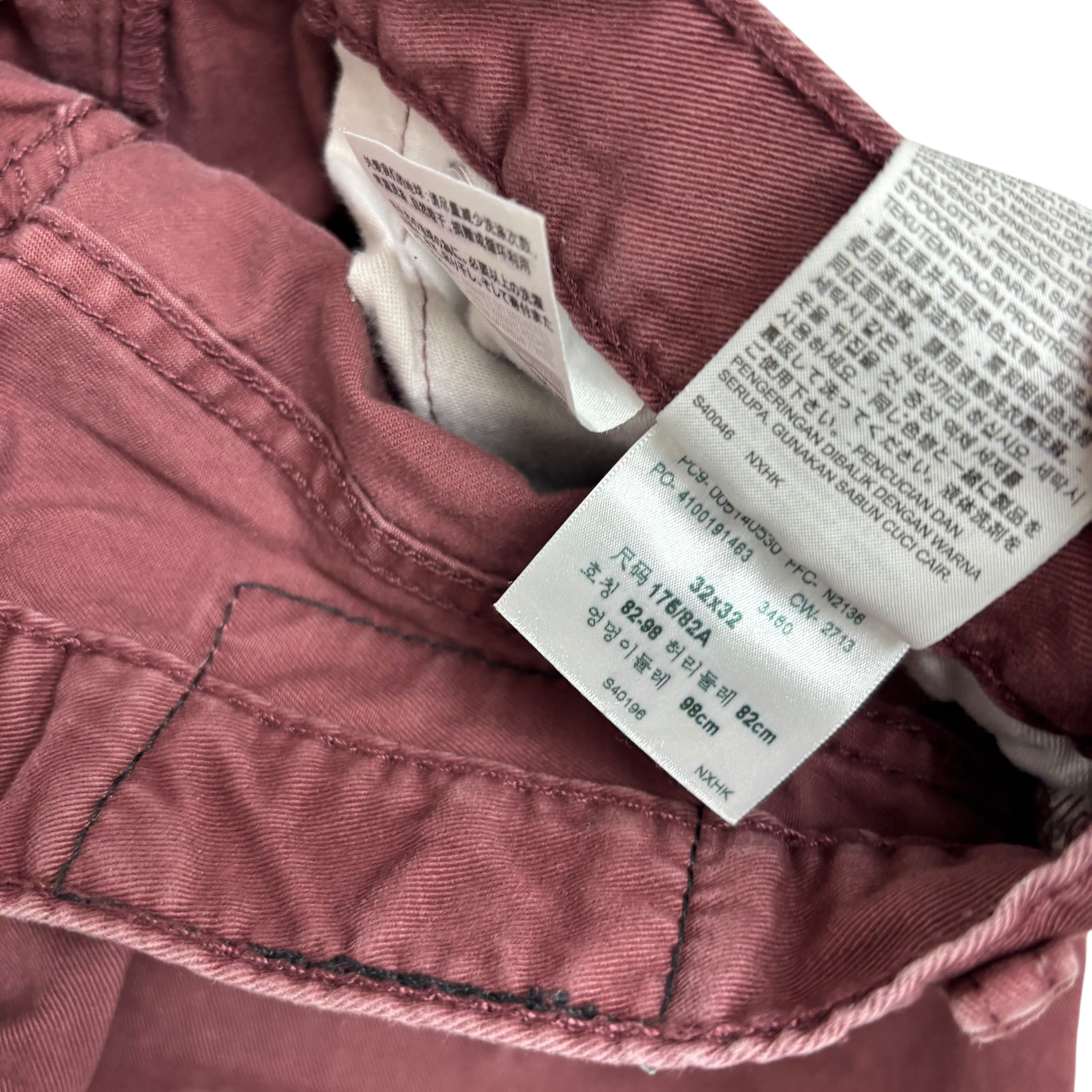 Levis 514 Trousers W32 L32 Mens Burgundy Regular Straight Fit Cotton Pants