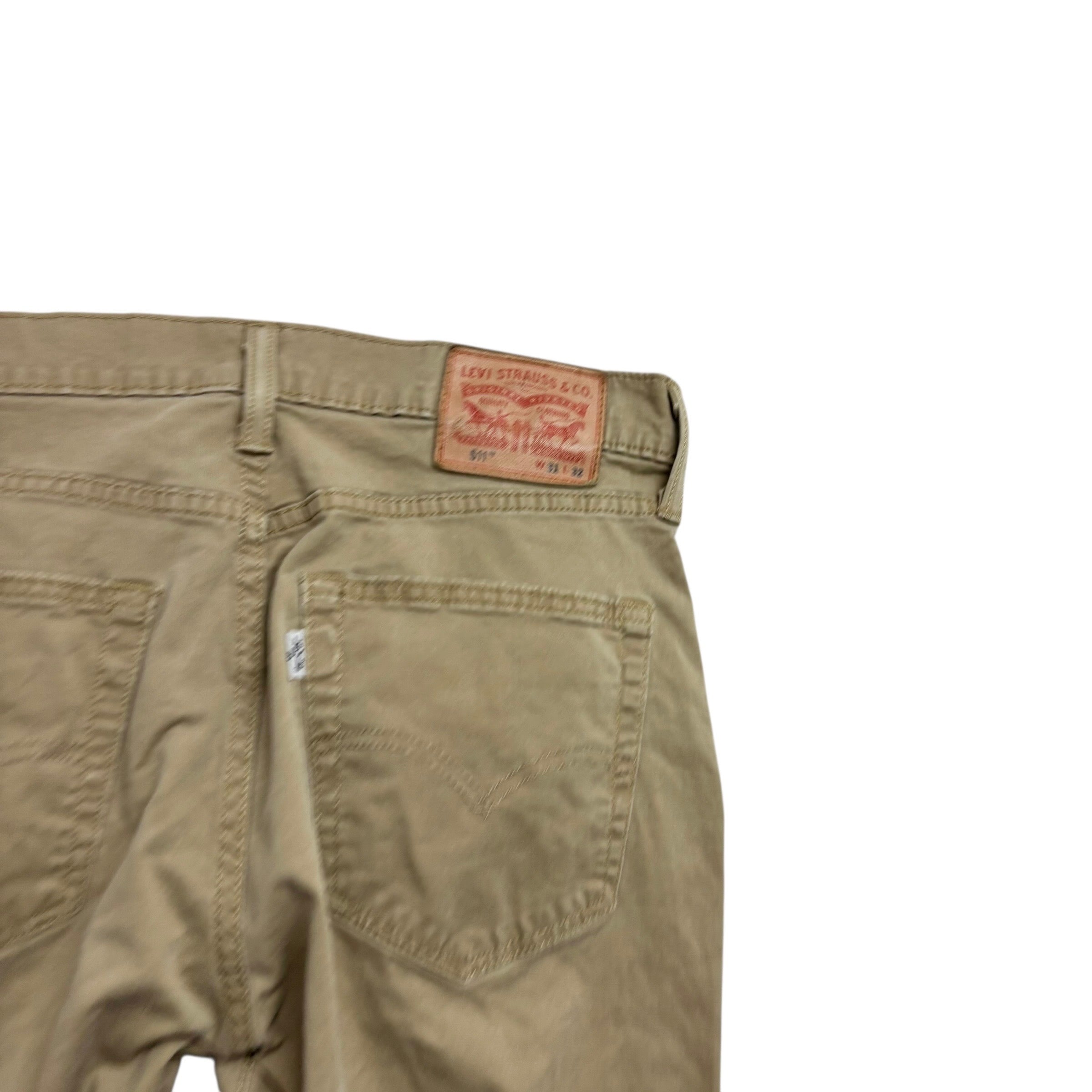 Levis 511 Trousers W30 L32 Mens Beige Slim Fit Stretch Pants (E)
