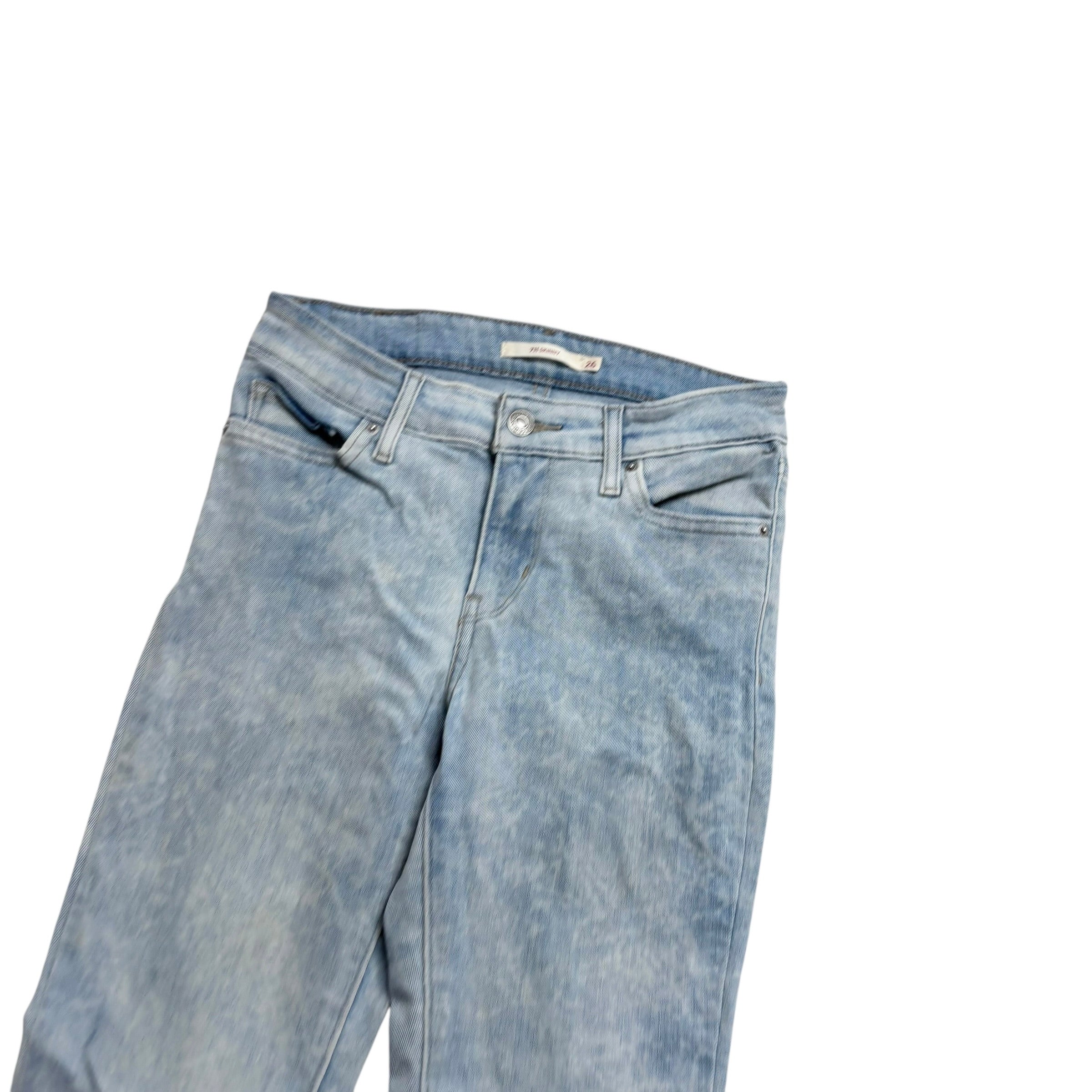 Levis 711 Jeans W26 L30 Womens Light Blue Skinny Fit Stretch Denim