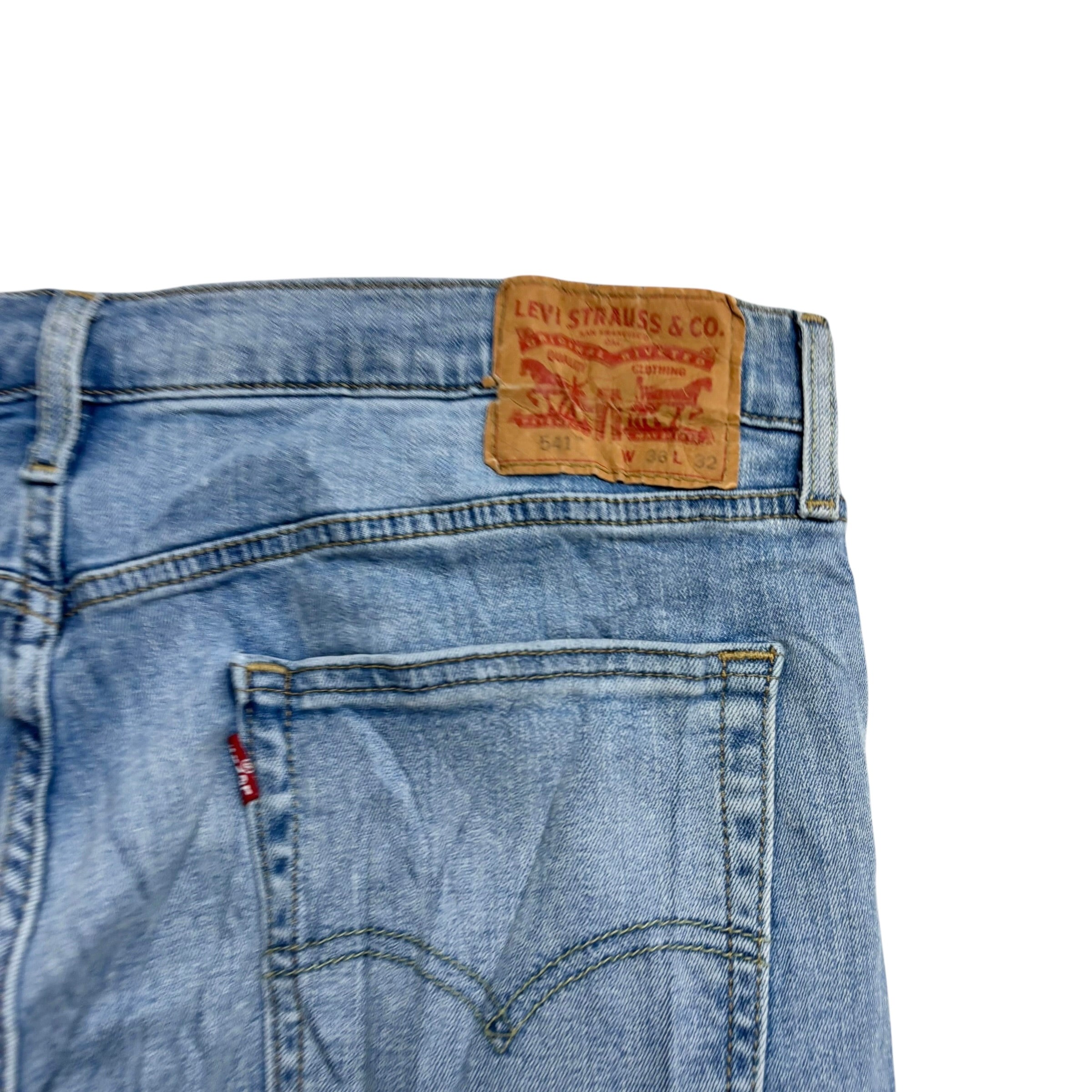 Levis 541 Jeans W36 L32 Mens Light Blue Athletic Tapered Fit Stretch Denim (E)