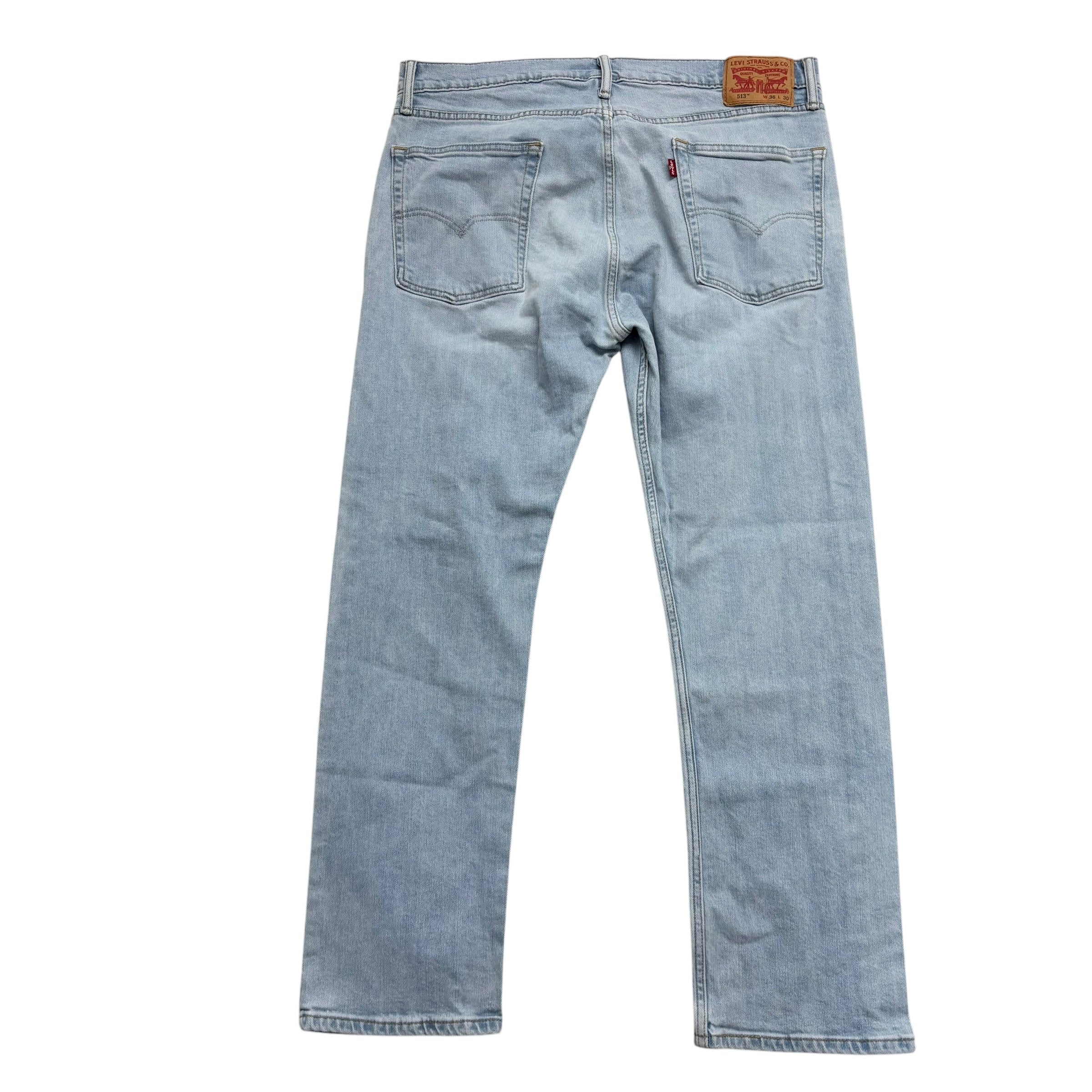 Levis 513 Jeans W36 L30 Mens Light Blue Slim Straight Fit Stretch Denim
