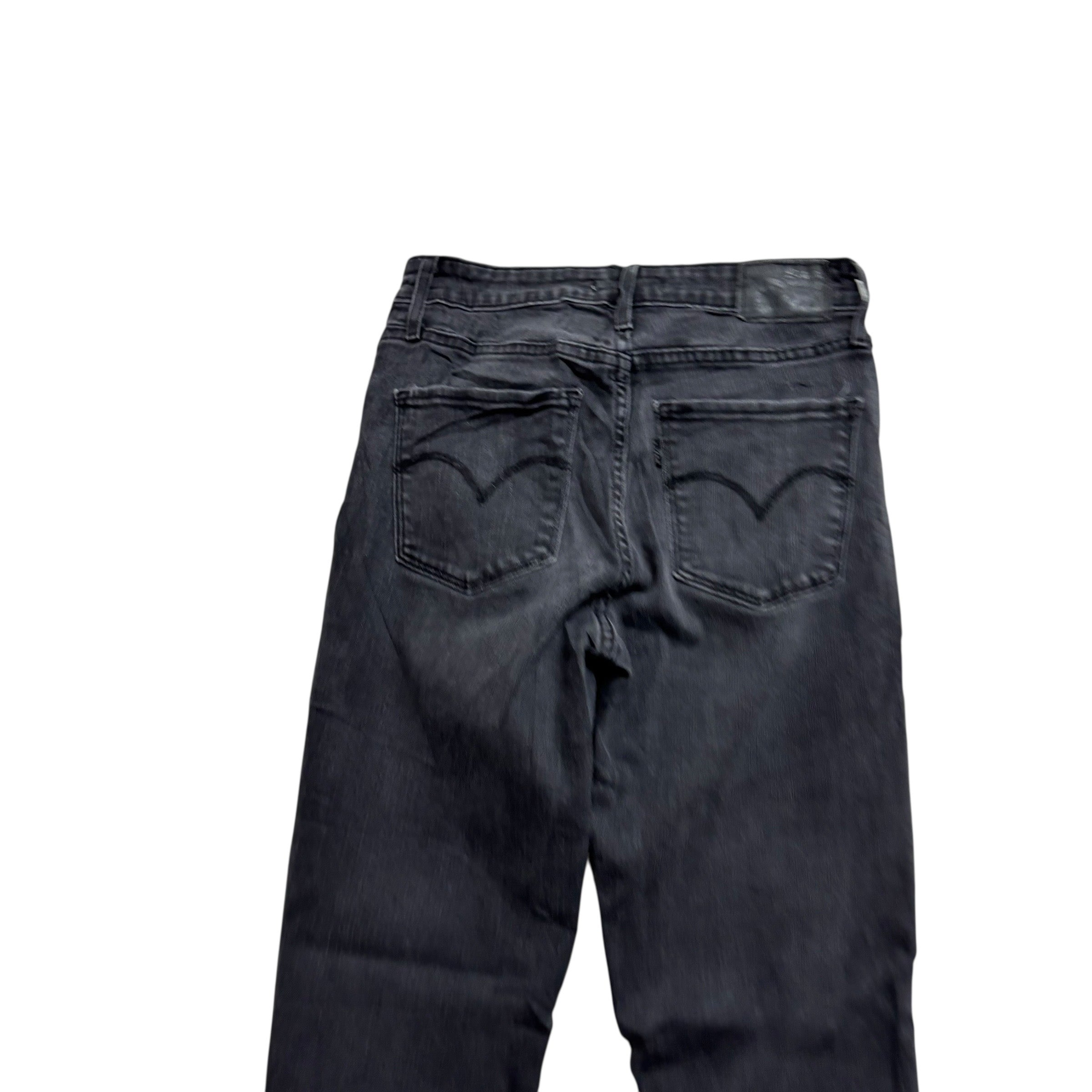 Levis 721 Jeans W25 L30 Womens High Rise Skinny Black Stretch Denim