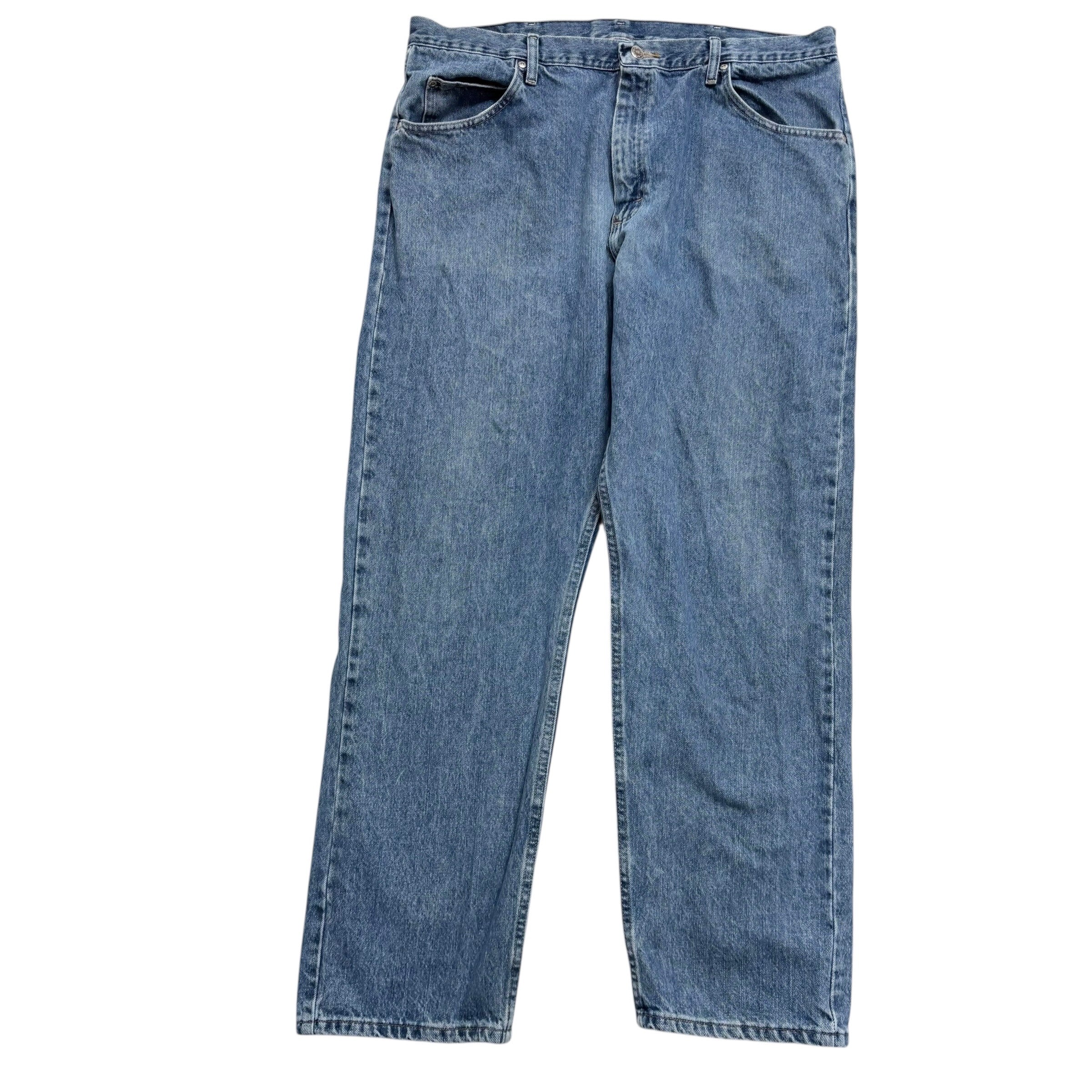 Wrangler Jeans W40 L32 Mens Mid Blue Relaxed Straight Fit Denim