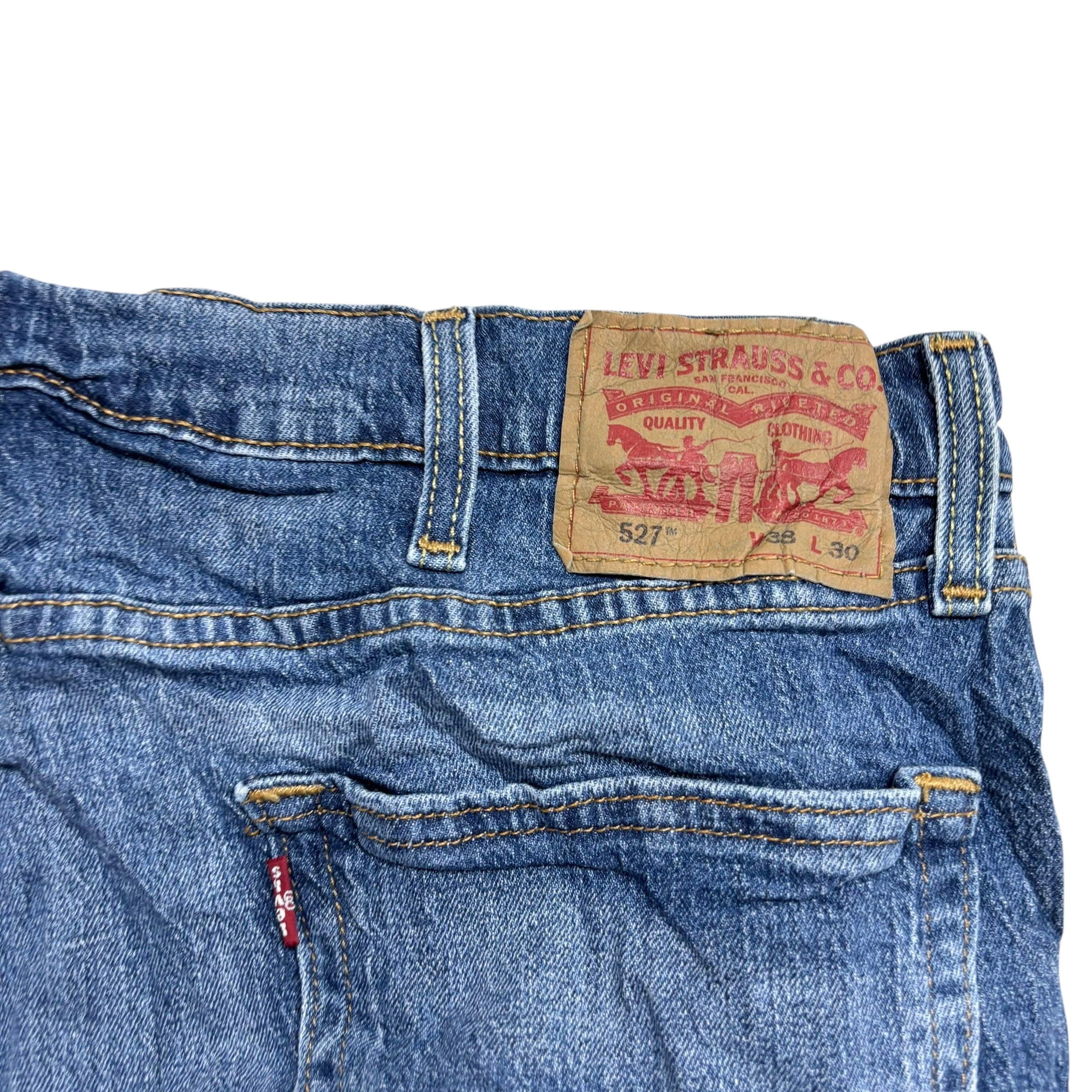 Levis 527 Jeans W38 L30 Mens Mid Blue Slim Bootcut Fit Stretch Denim (E)