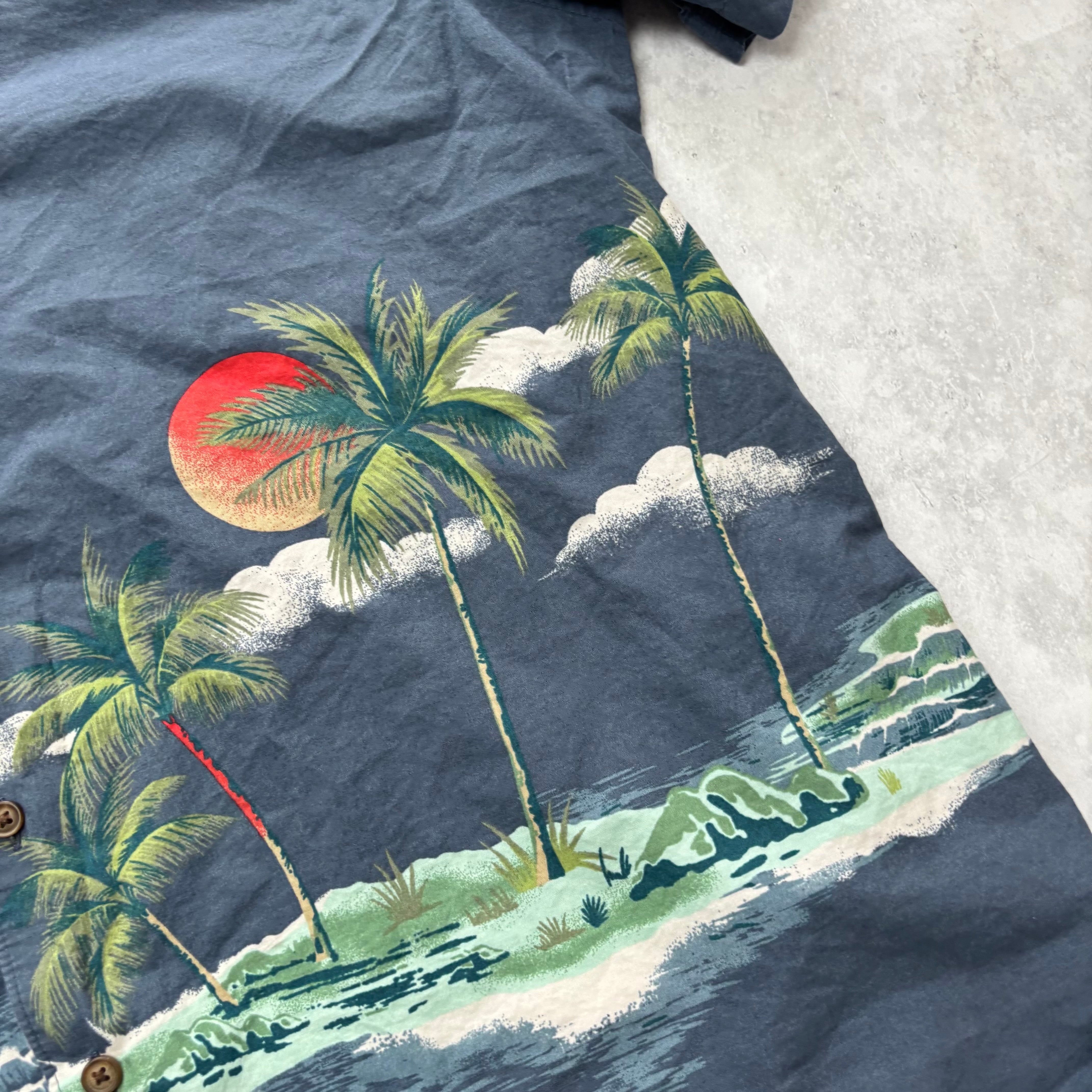 Hawaiian Shirt Mens XXL Navy Floral Aloha Short Sleeve Cotton Regular Fit (E)