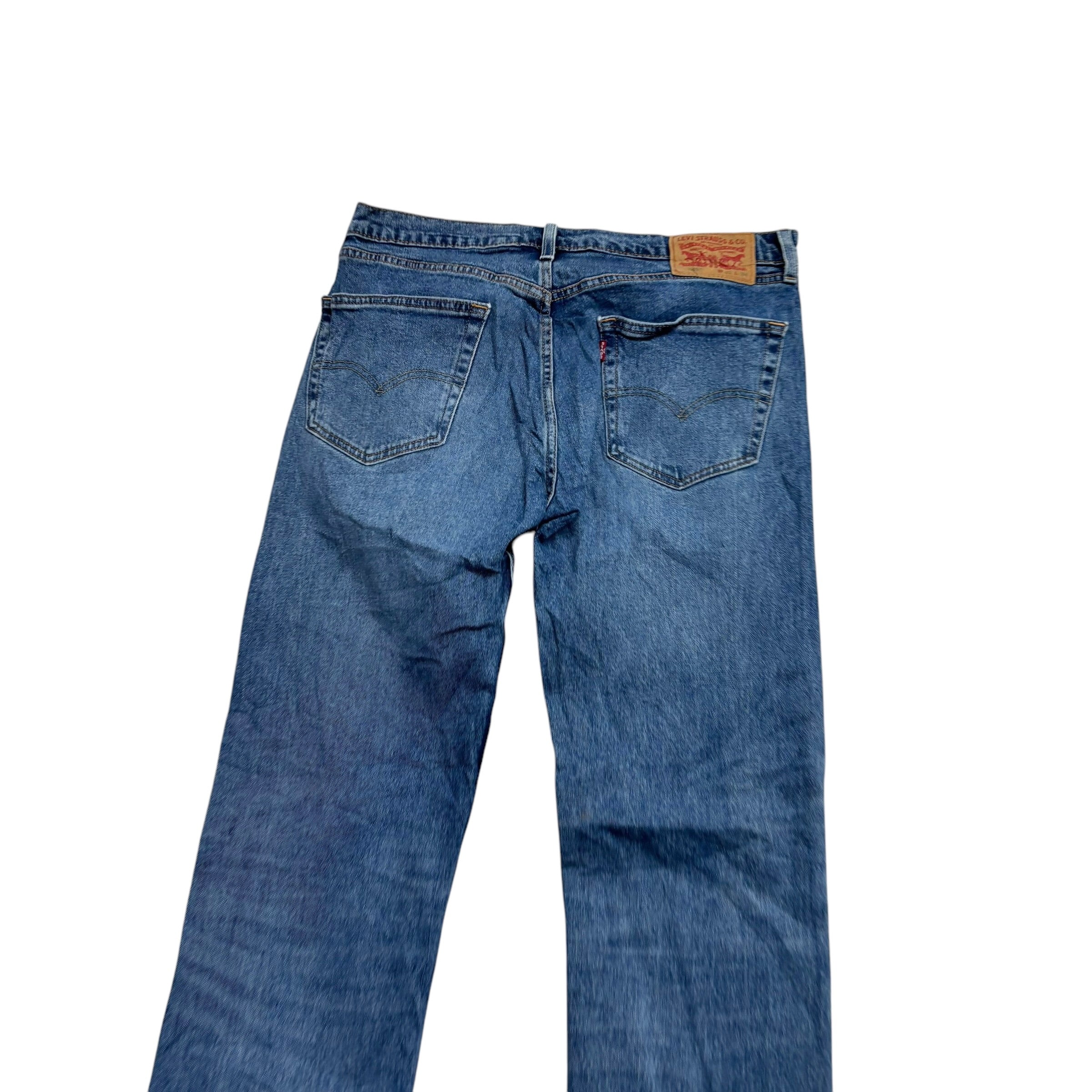 Levis 505 Jeans W32 L34 Mens Mid Blue Regular Straight Fit Stretch Denim (E)