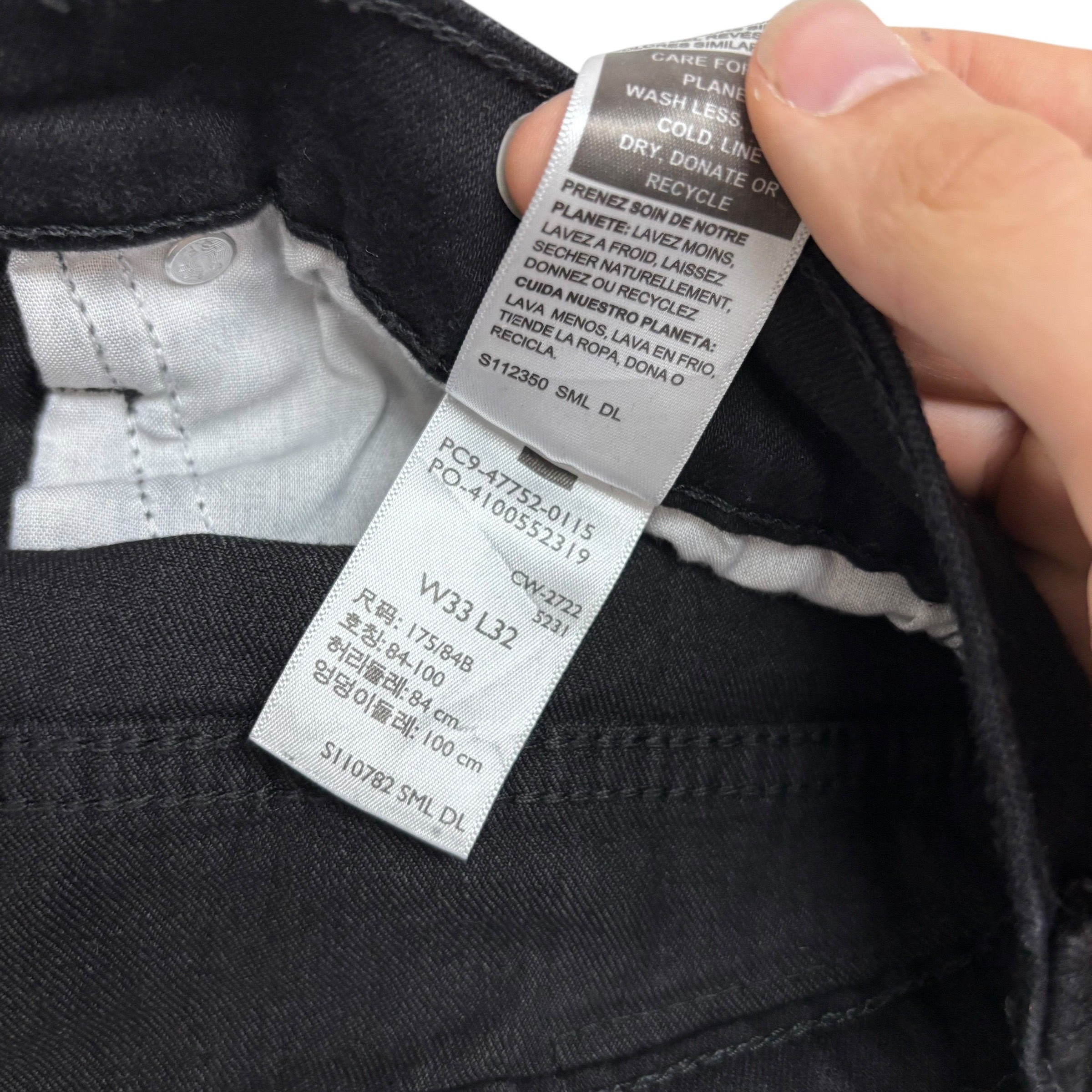 Levis Denizen Jeans W33 L32 Mens Black Slim Straight Fit Stretch Denim