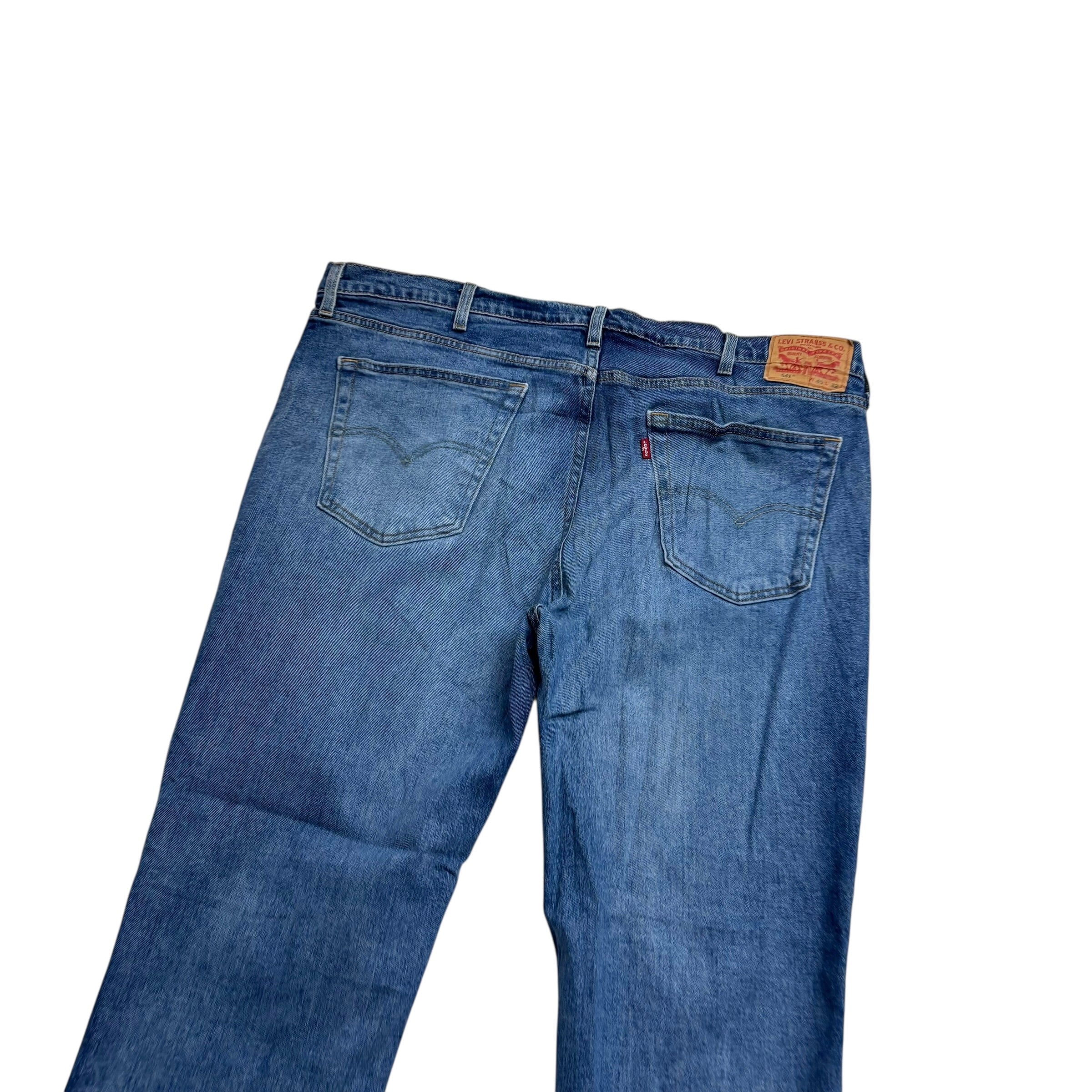 Levis 541 Jeans W42 L32 Mens Mid Blue Athletic Tapered Fit Stretch Denim