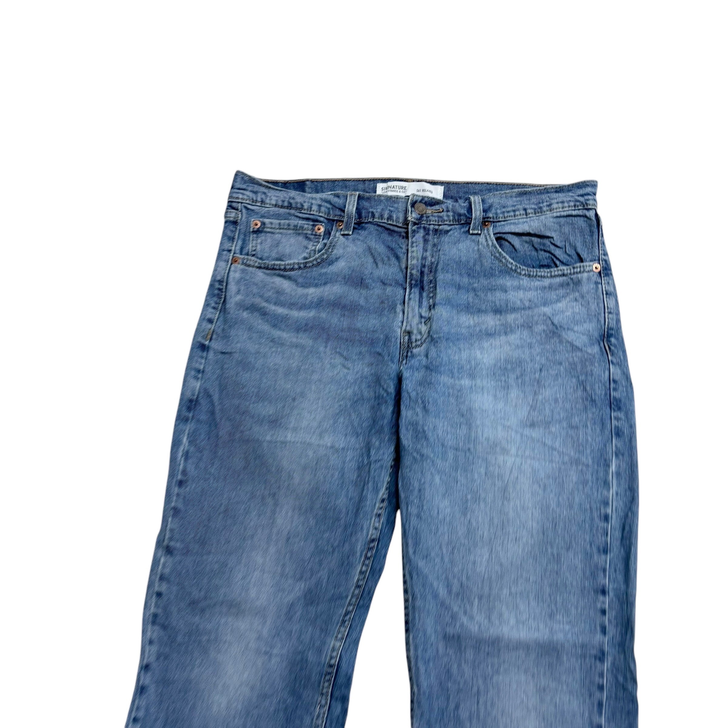 Levis Signature Jeans W34 L30 Mens Light Blue Relaxed Straight Fit Stretch (E)