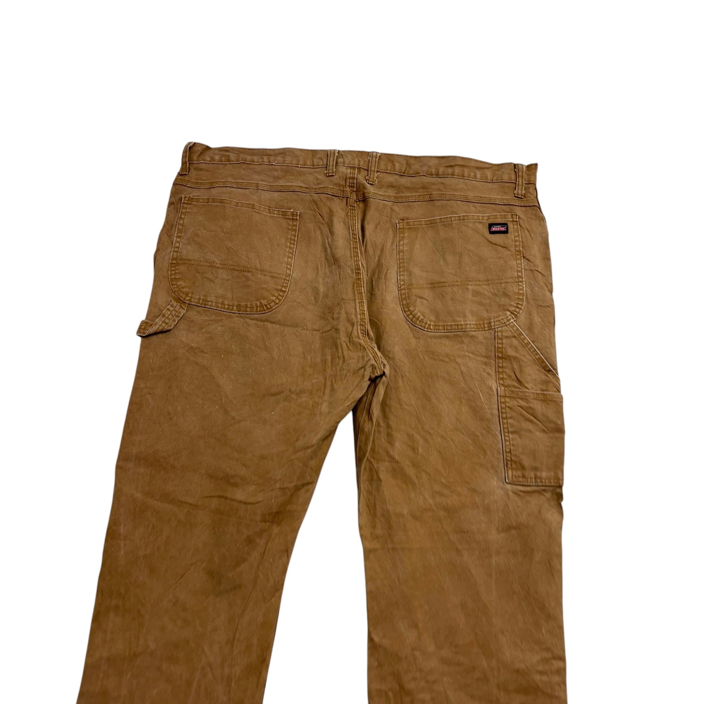 Dickies Carpenter Pants W42 L32 Mens Tan Relaxed Straight Fit Stretch Trousers