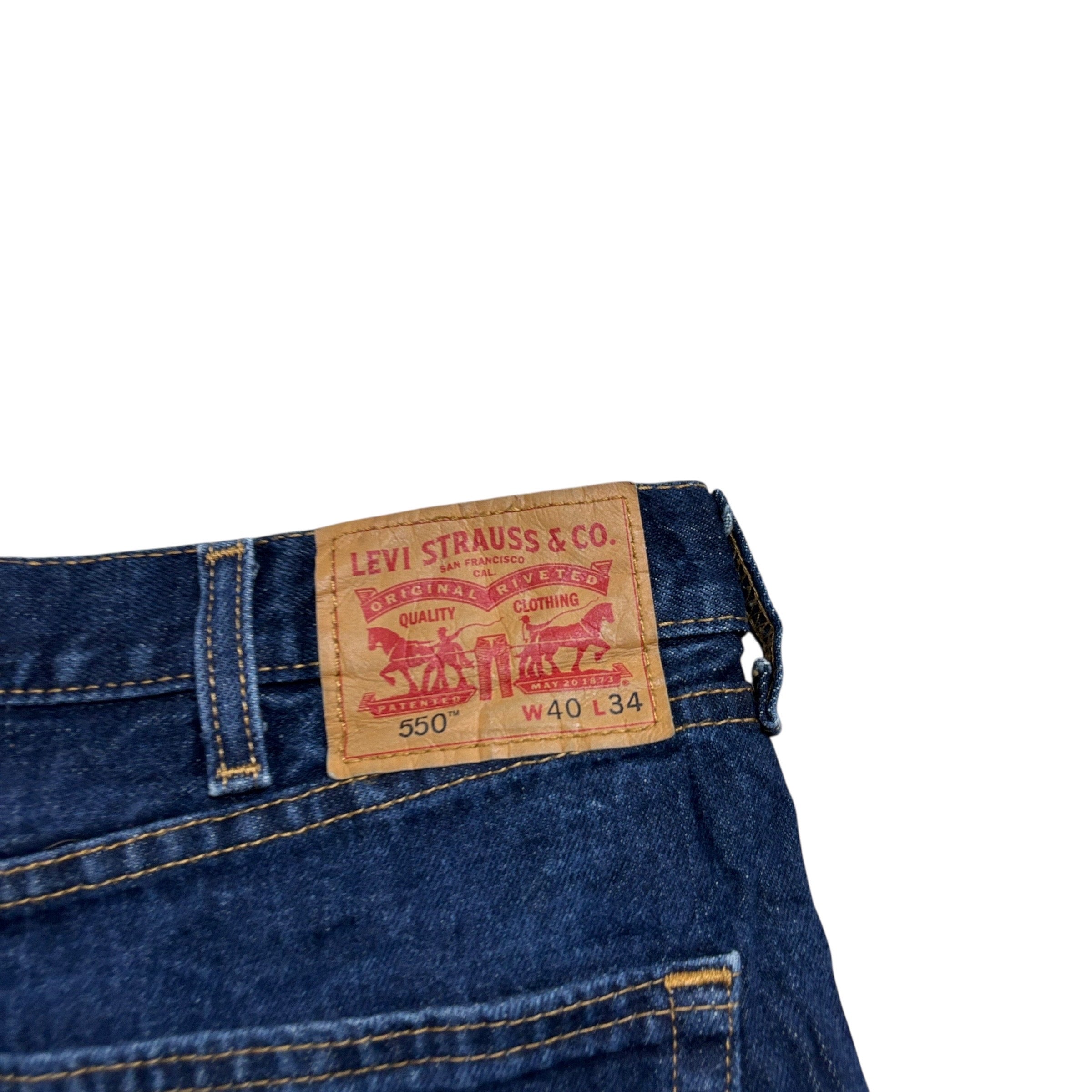 Levis 550 Jeans W40 L34 Mens Dark Blue Baggy Relaxed Straight Fit Denim (E)