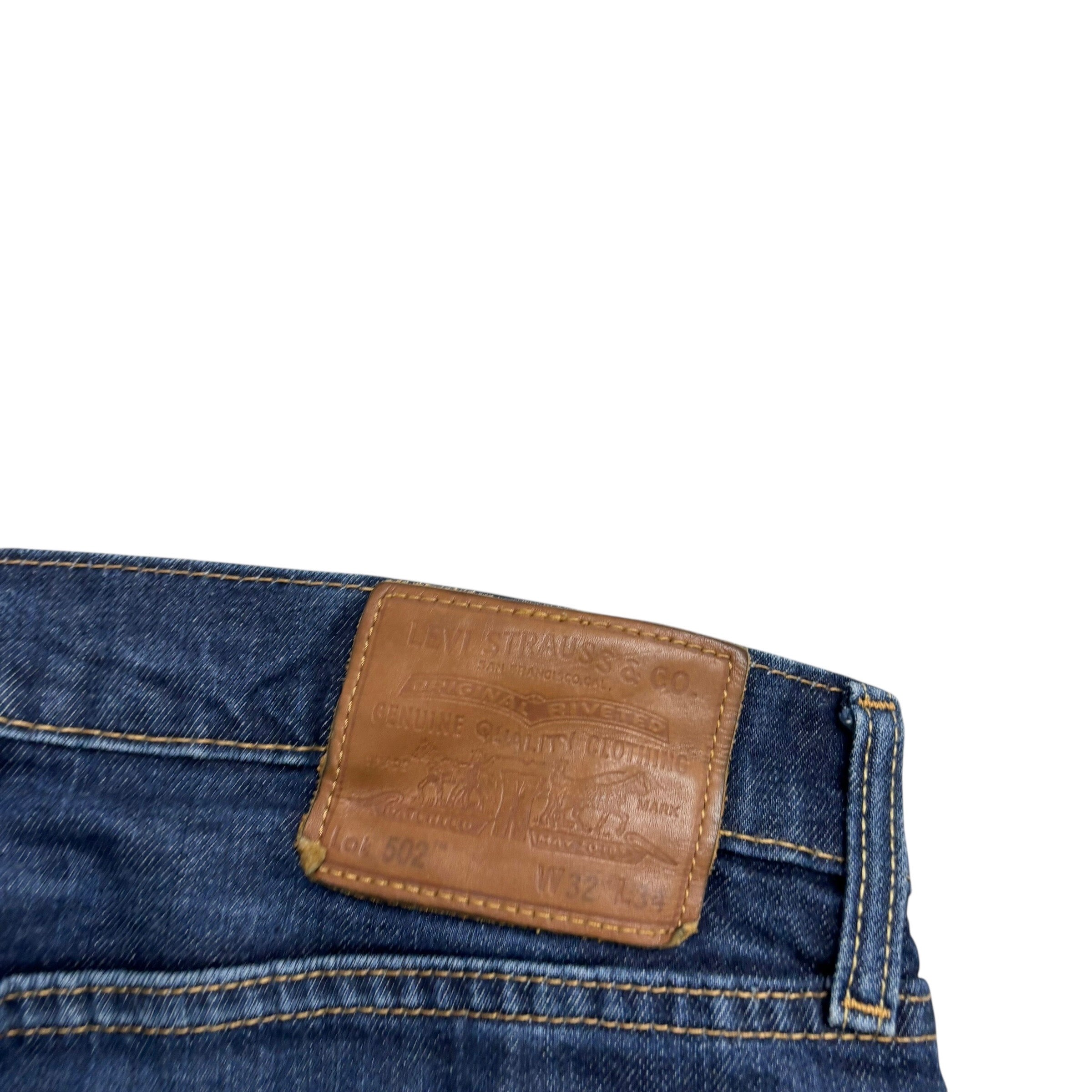 Levis 502 Jeans W32 L33 Mens Dark Blue Regular Tapered Fit Stretch Denim