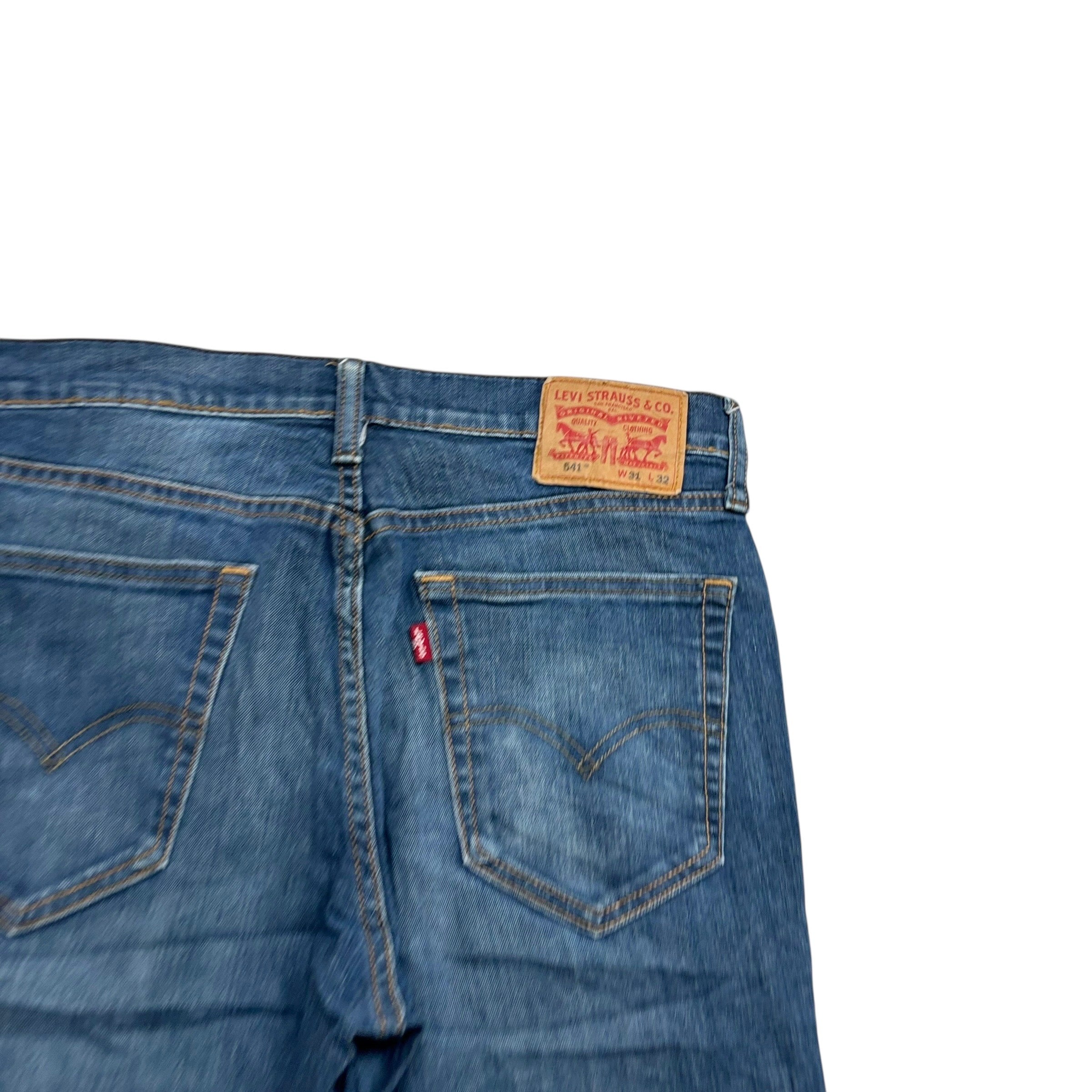 Levis 541 Jeans W31 L31 Mens Dark Blue Athletic Tapered Fit Stretch Denim (E)