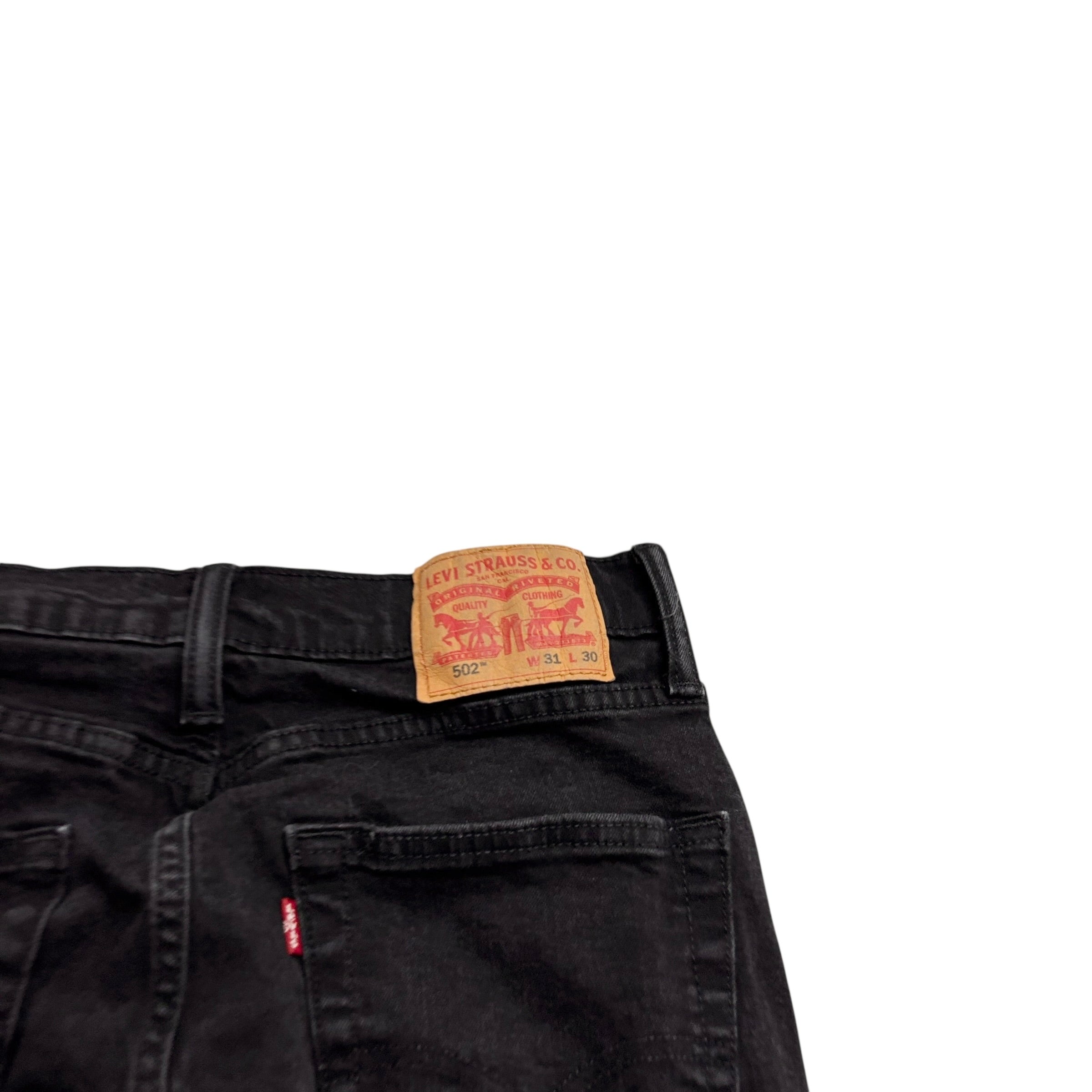 Levis 502 Jeans W31 L28 Mens Black Regular Tapered Fit Stretch Denim (E)