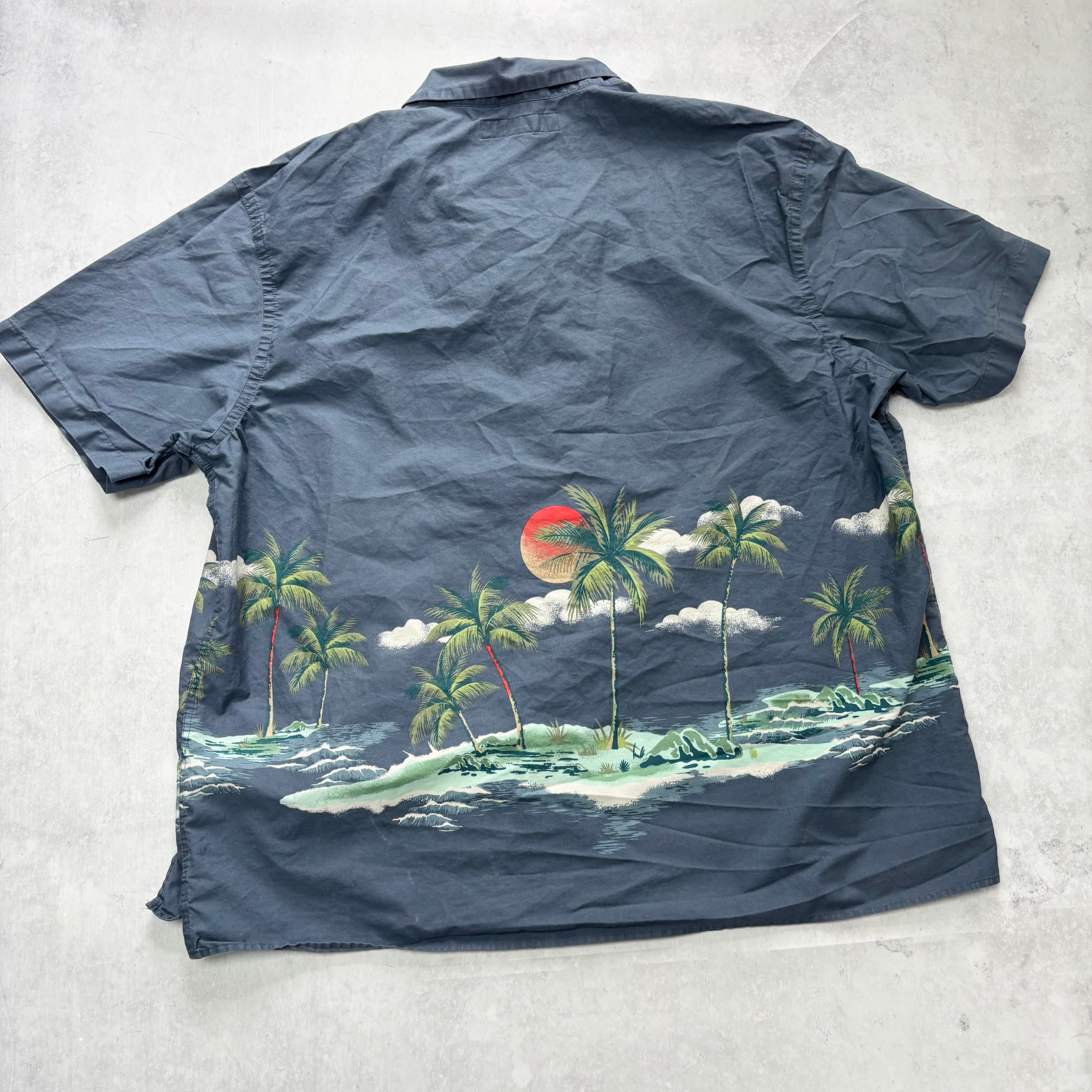 Hawaiian Shirt Mens XXL Navy Floral Aloha Short Sleeve Cotton Regular Fit (E)