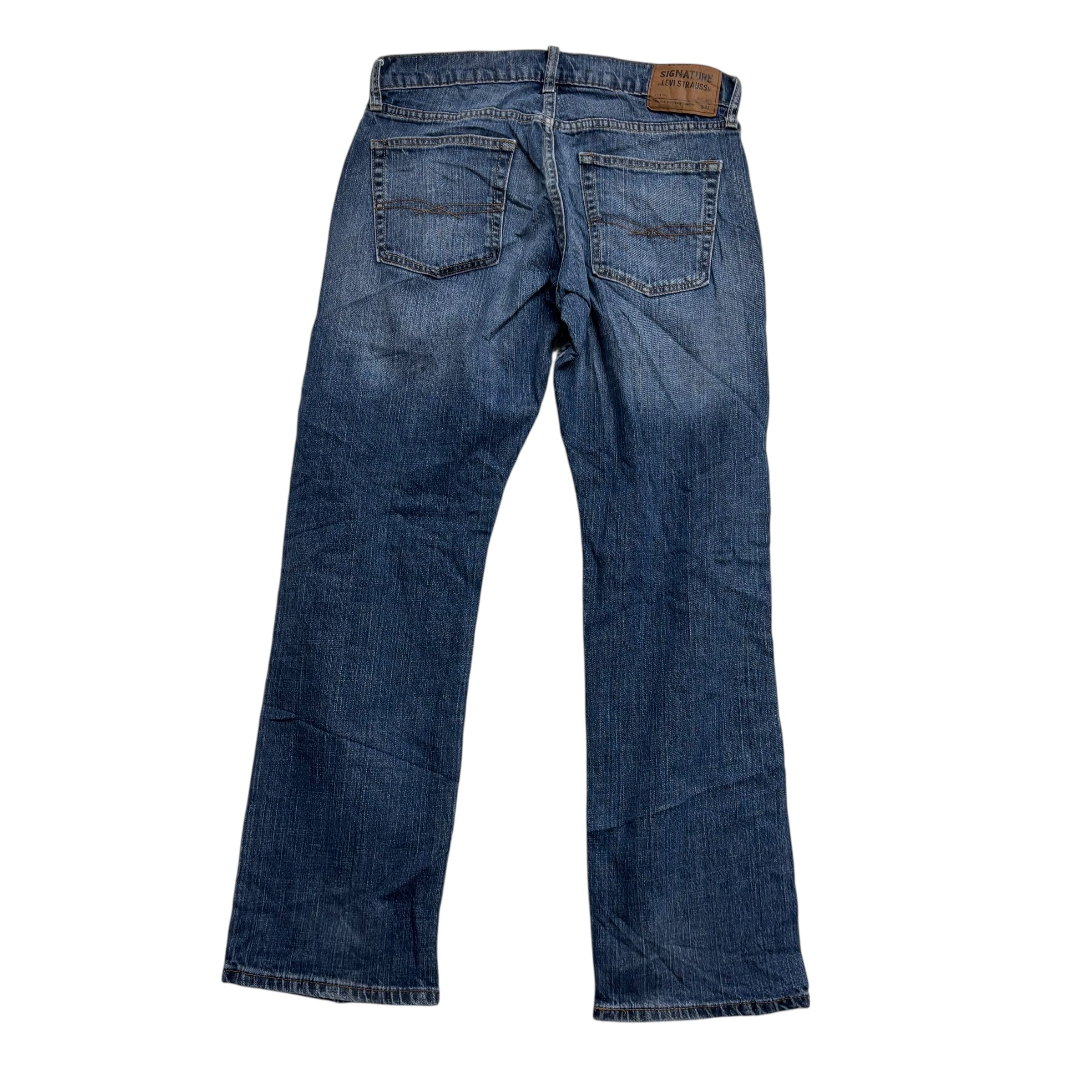 Levis Signature Jeans W32 L30 Mens Mid Blue Regular Straight Fit Stretch Denim