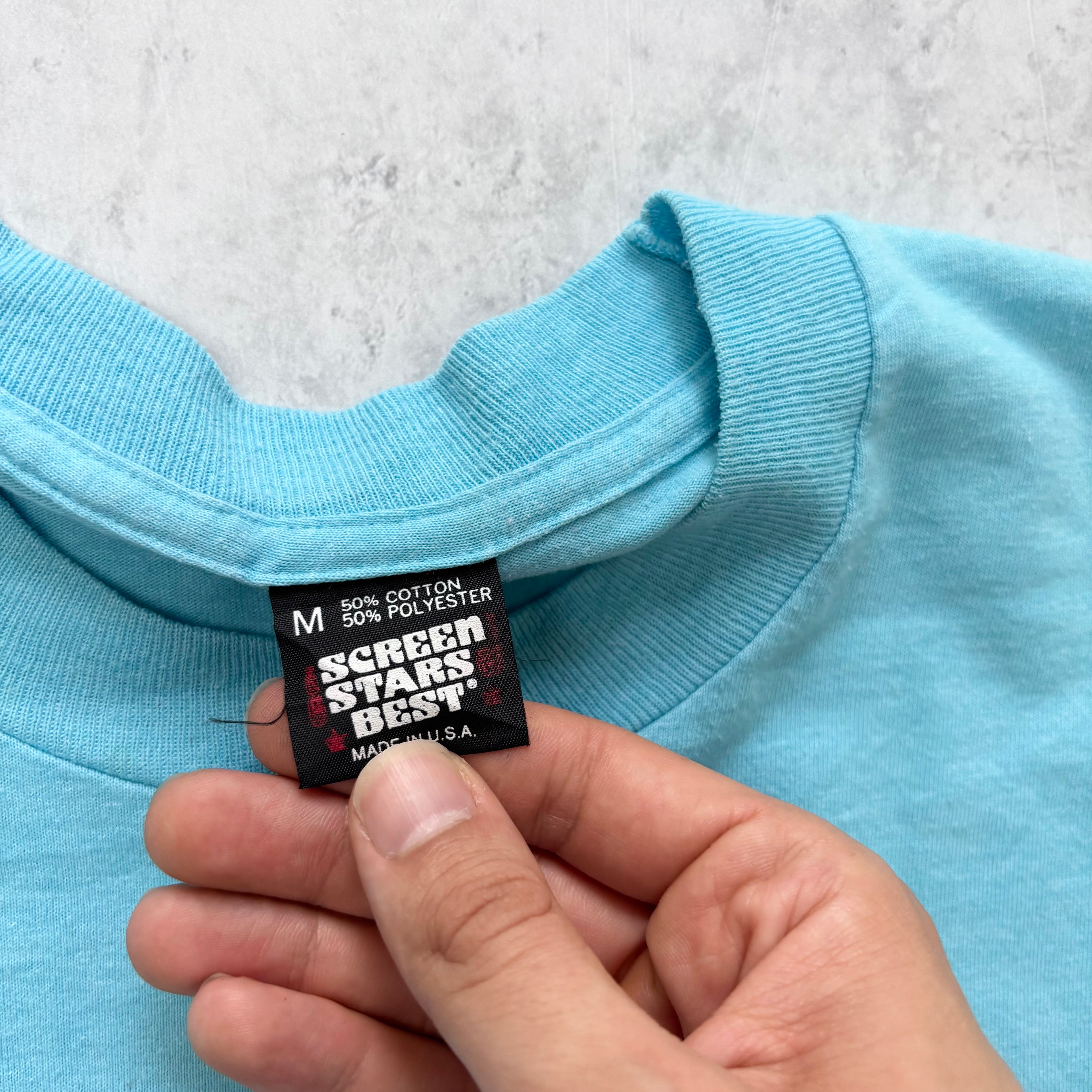 Vintage T Shirt Mens Small Blue Single Stitch Graphic Print 90s USA (E)