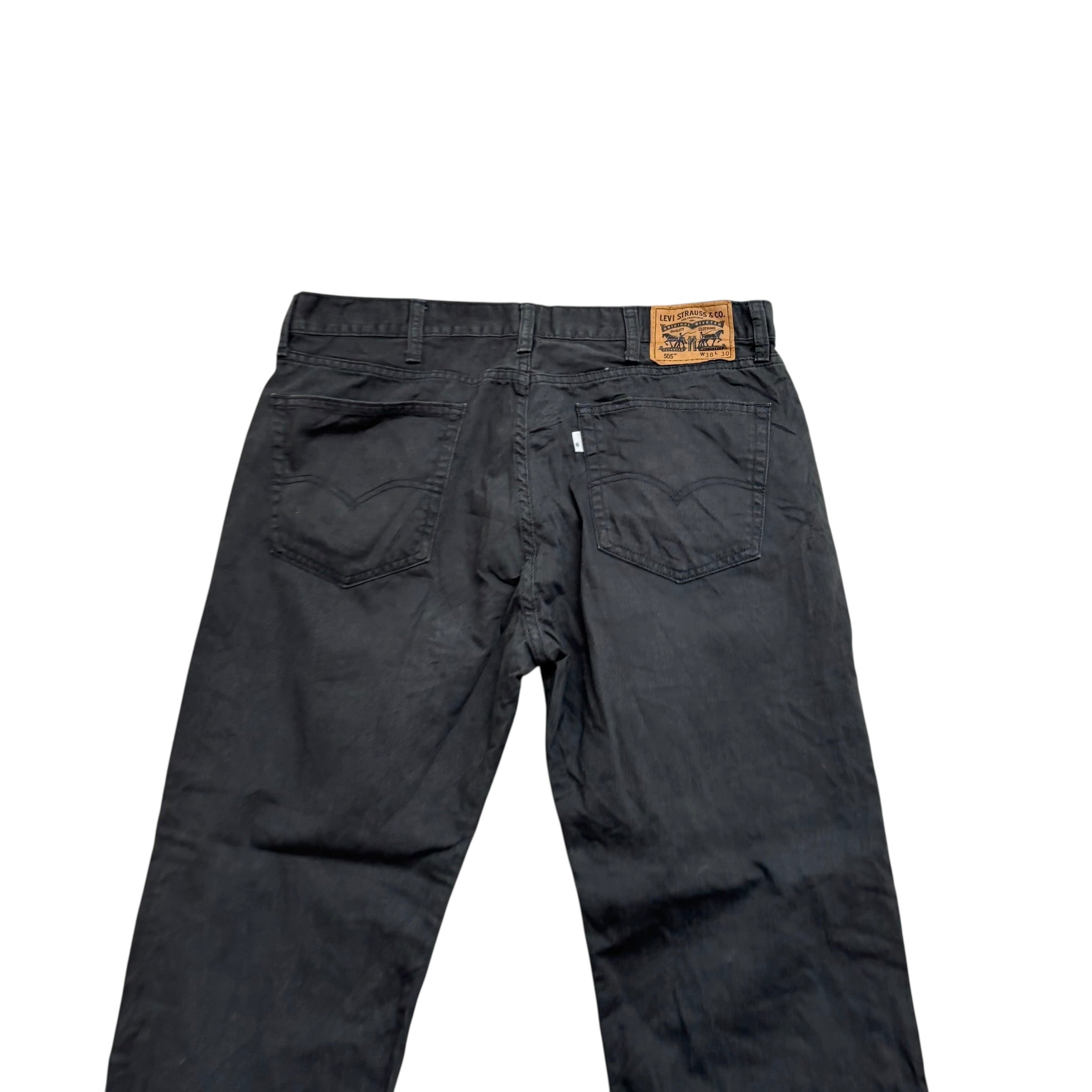 Levis 505 Trousers W38 L29 Mens Grey Regular Straight Fit Pants (E)