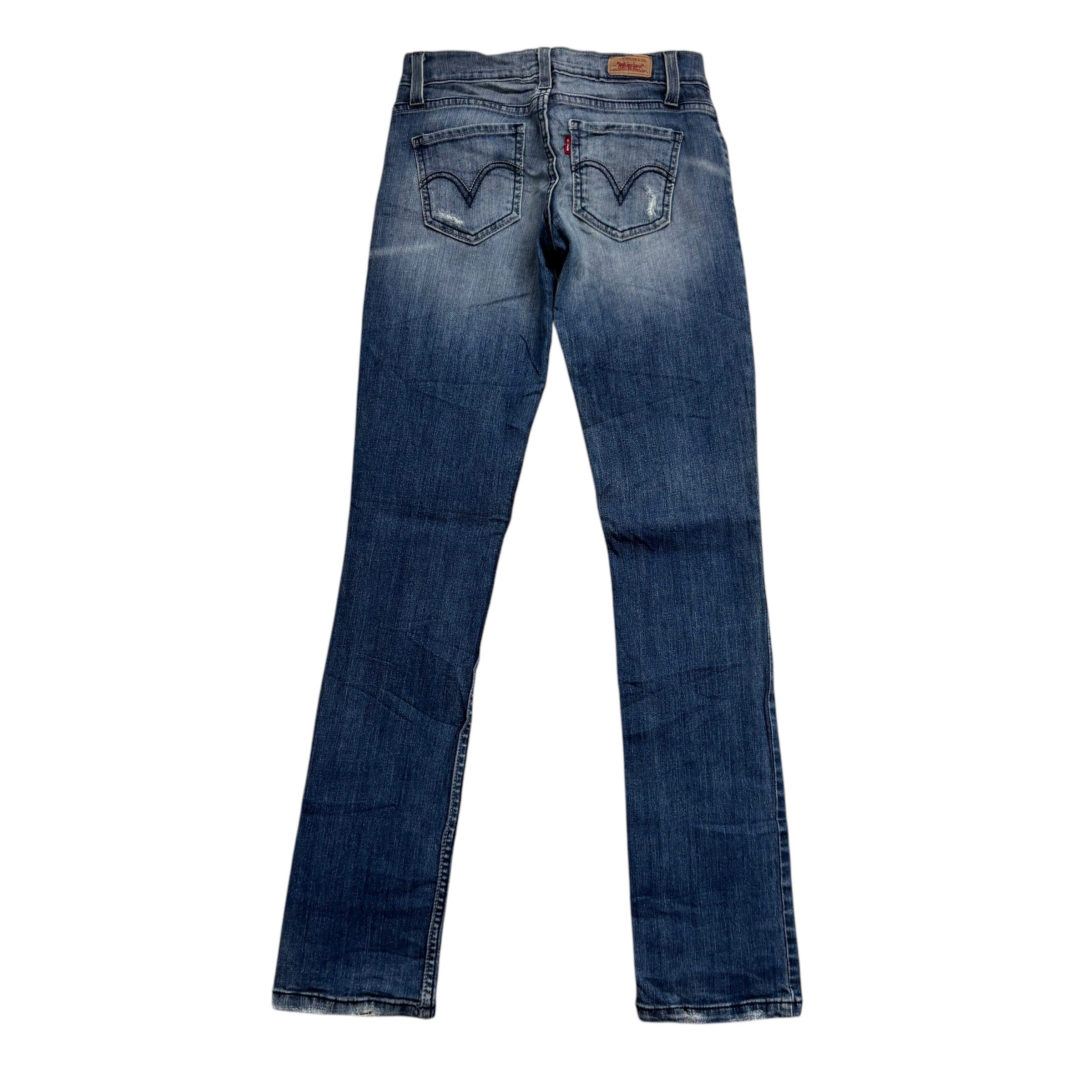 Levis 524 Jeans W23 L32 Womens Mid Blue Superlow Slim Fit Stretch Y2K Denim