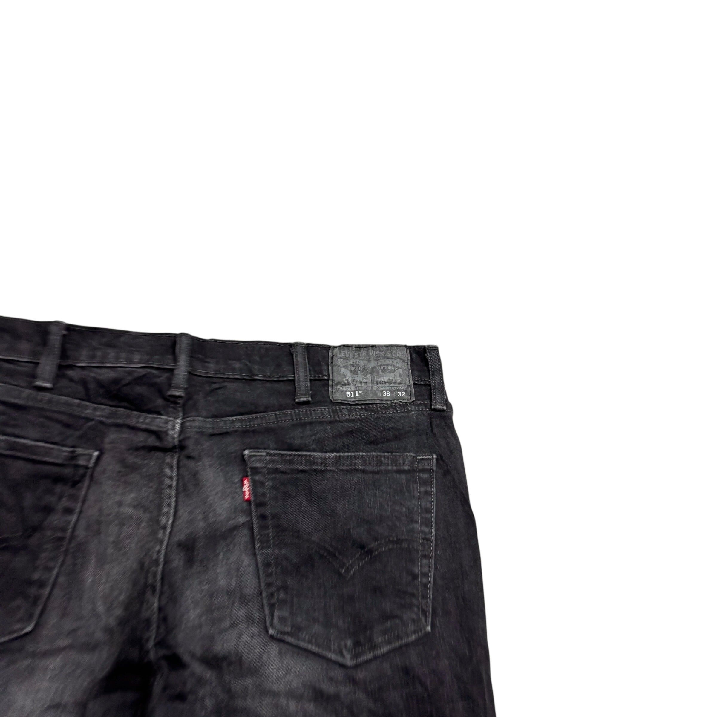 Levis 511 Jeans W38 L32 Mens Black Slim Fit Stretch Denim (E)