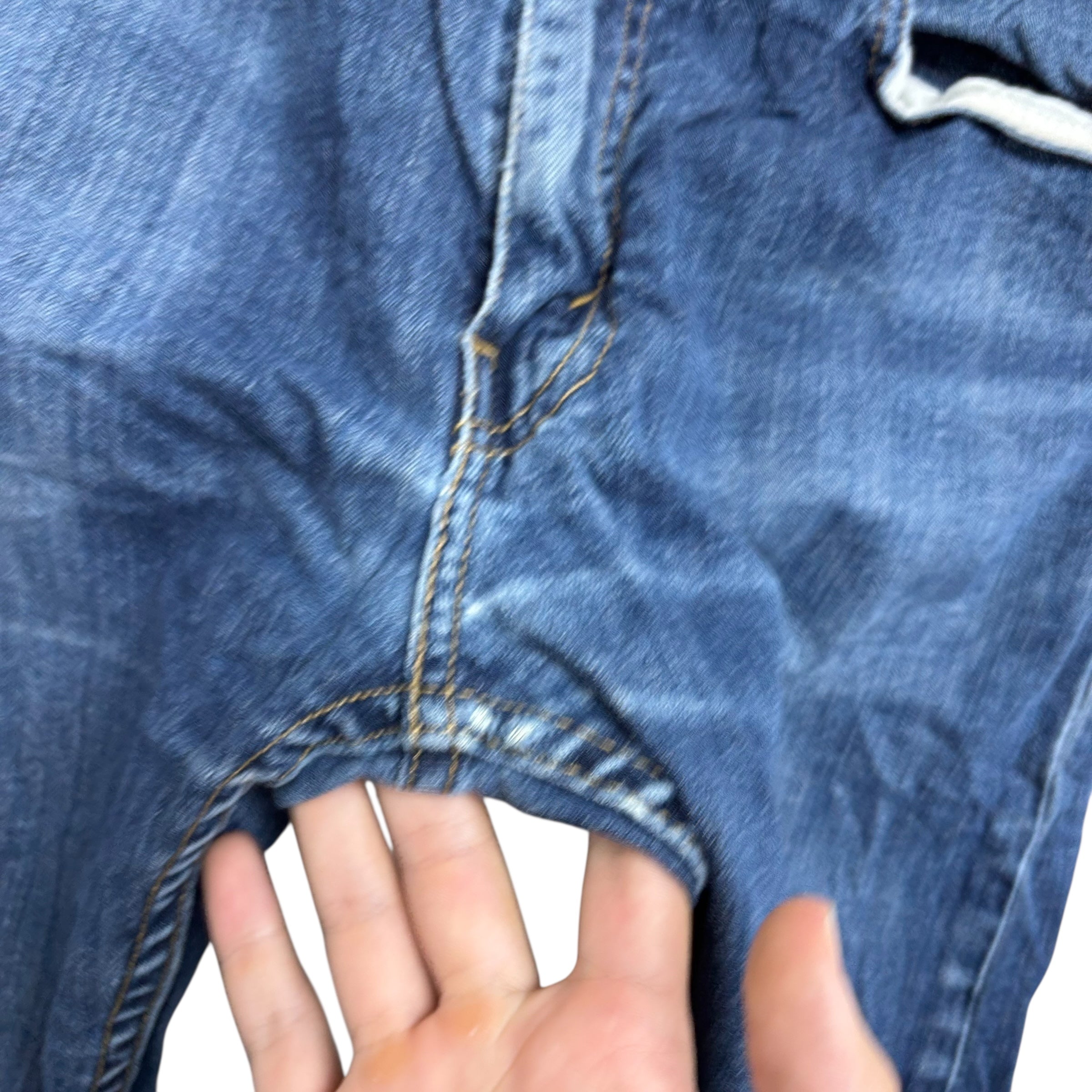 Levis 513 Jeans W34 L32 Mens Mid Blue Slim Straight Fit Stretch Denim (F)