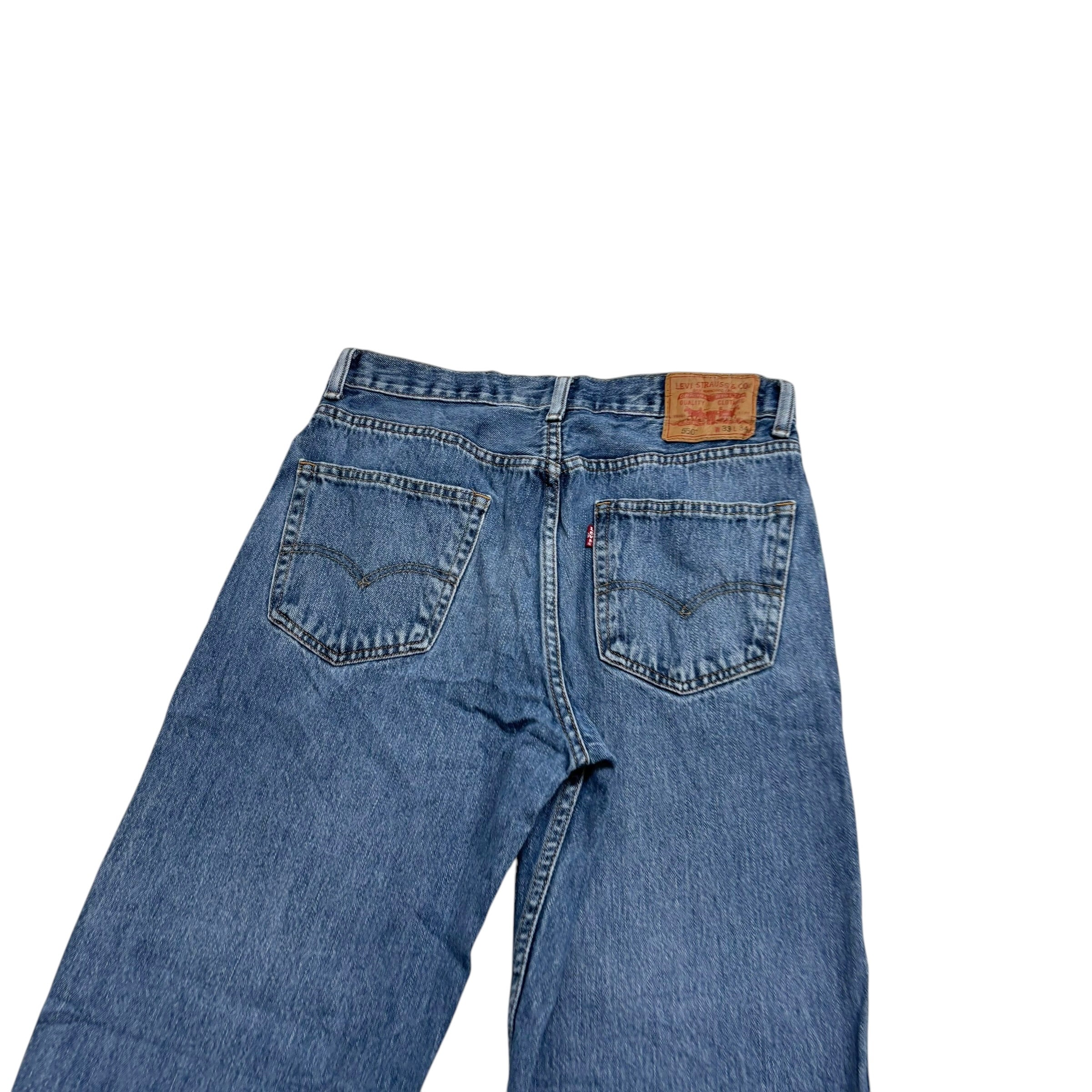 Levis 550 Jeans W32 L34 Mens Mid Blue Relaxed Straight Fit Vintage Denim (E)