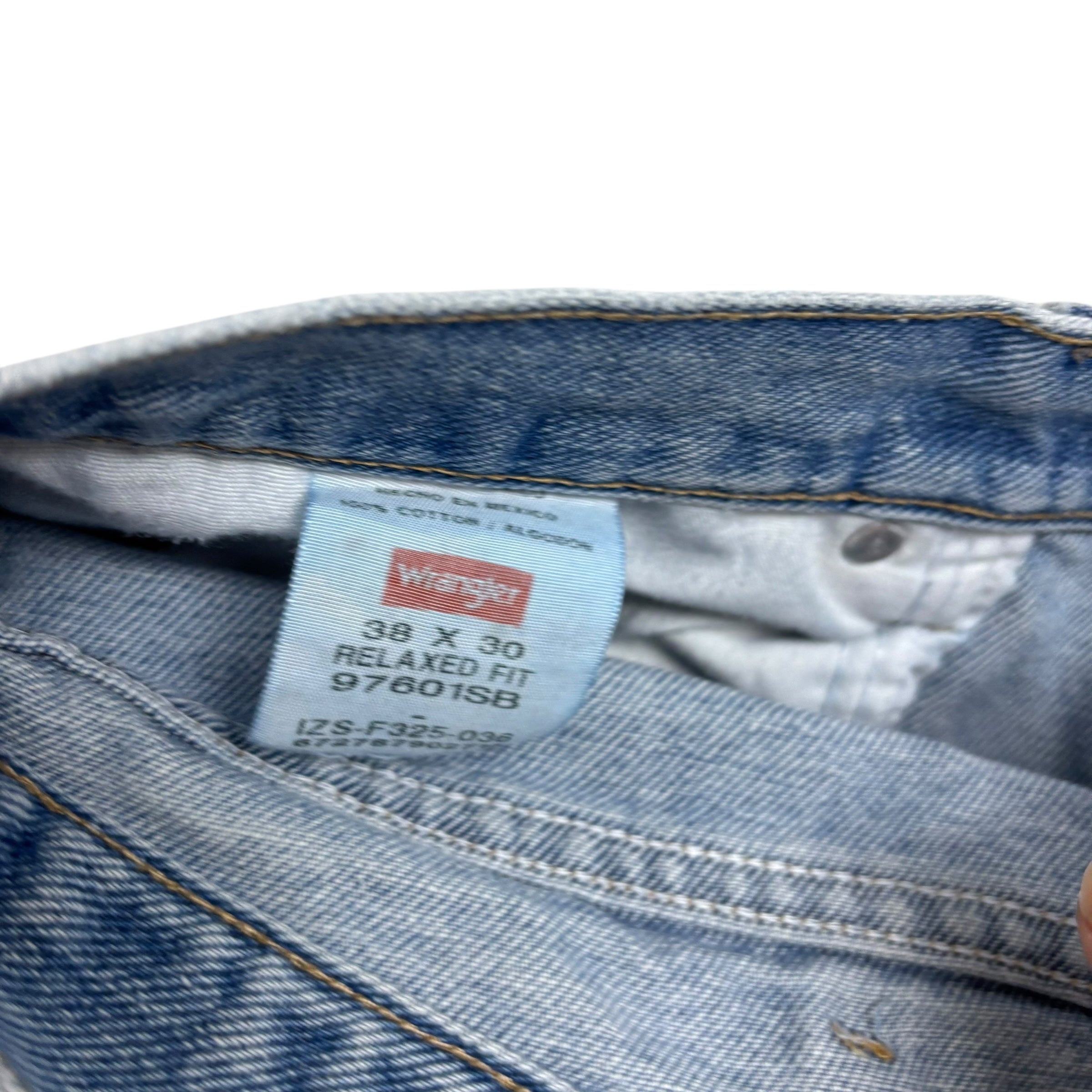 Wrangler Jeans W38 L30 Mens Light Blue Relaxed Straight Fit Denim (E)