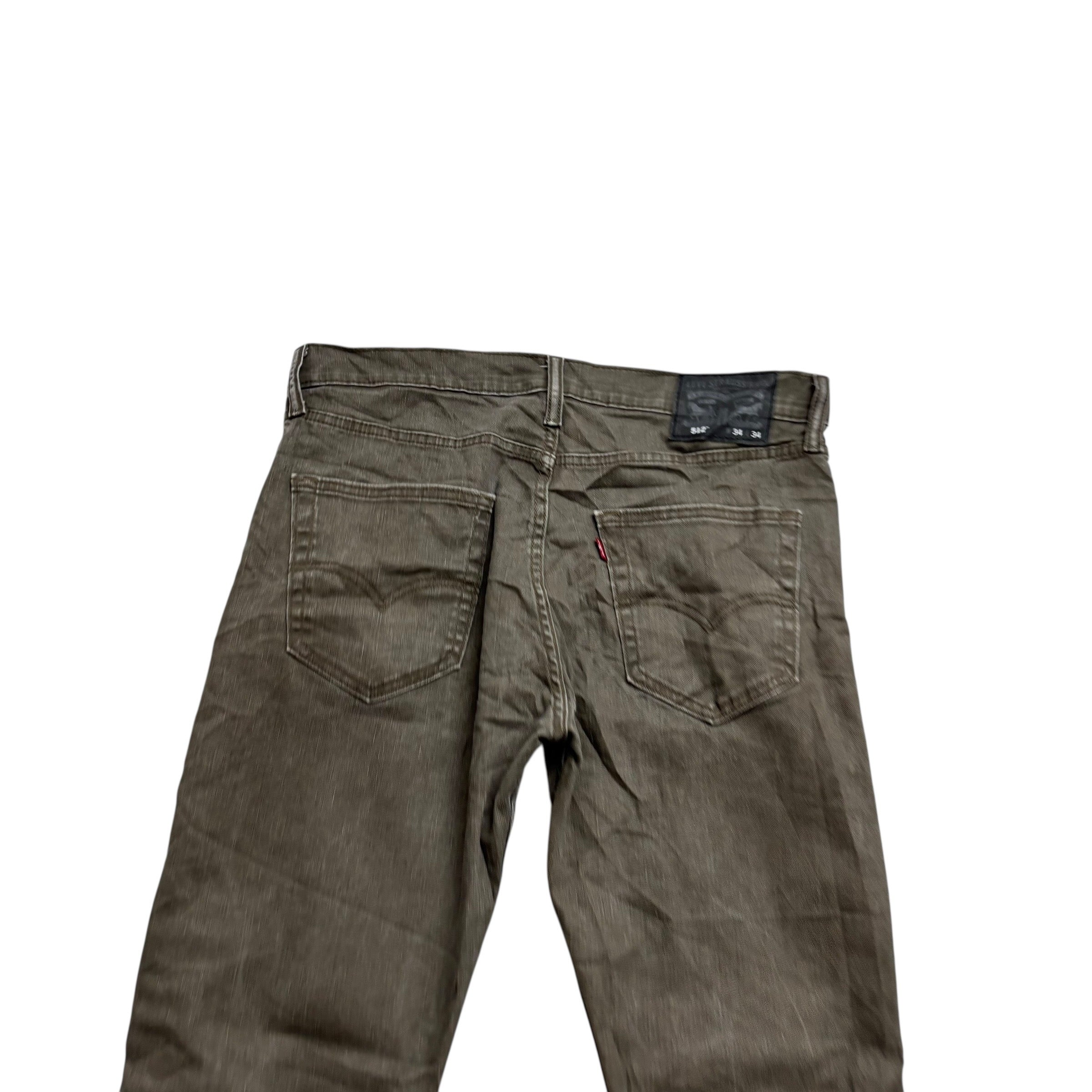 Levis 512 Jeans W34 L34 Mens Olive Green Slim Tapered Fit Stretch Denim (E)