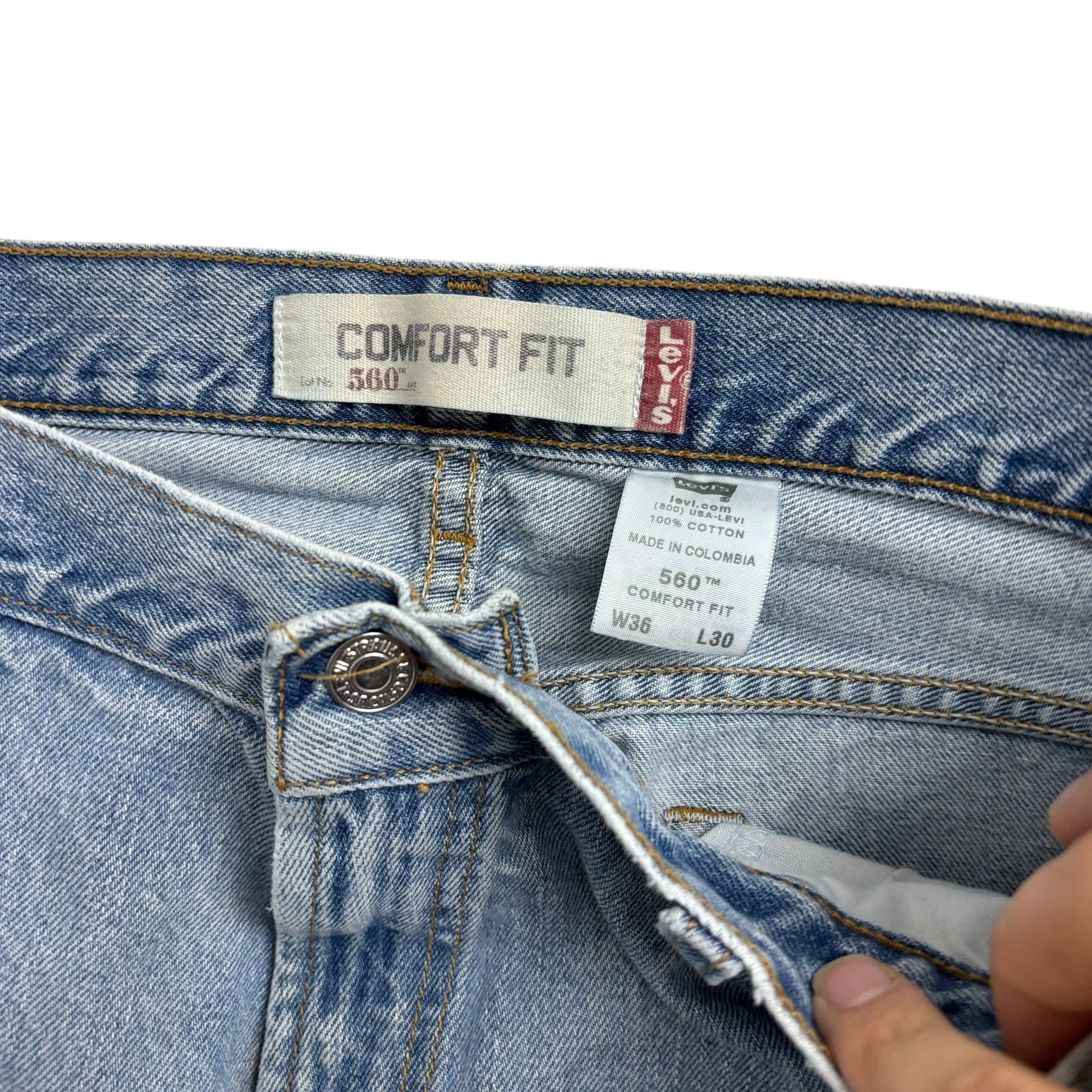 Levis 560 Jeans W35 L30 Mens Light Blue Baggy Relaxed Comfort Vintage Denim (F)