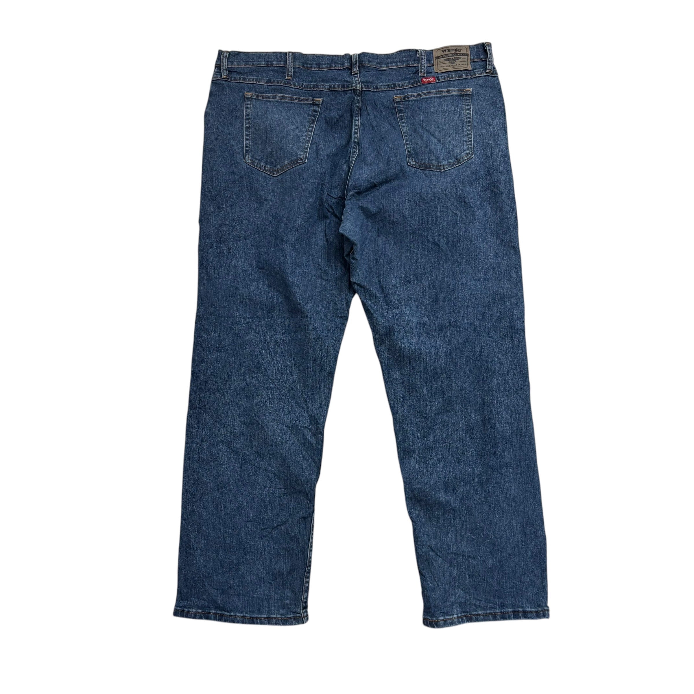 Wrangler Jeans W44 L30 Mens Mid Blue Relaxed Straight Fit Stretch Denim (E)