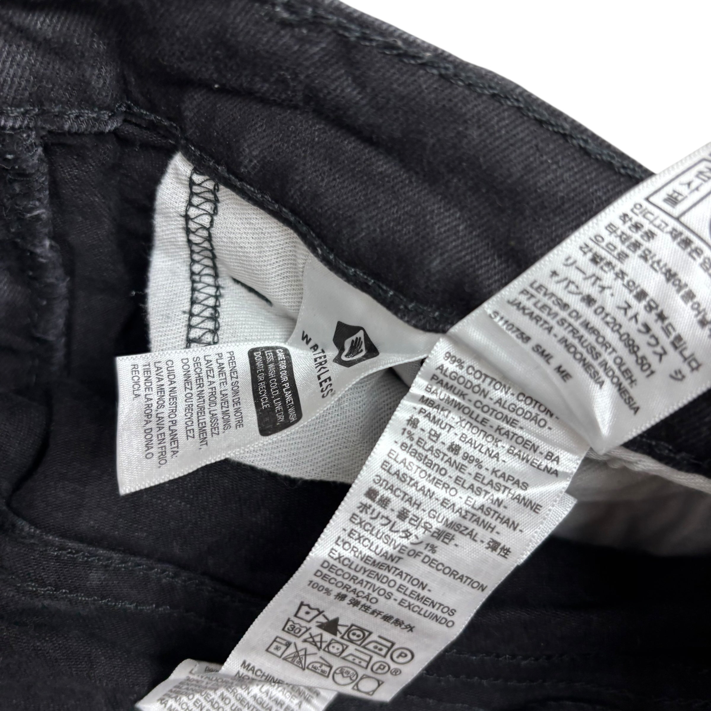 Levis 502 Jeans W34 L30 Mens Black Regular Tapered Fit Stretch Denim (E)