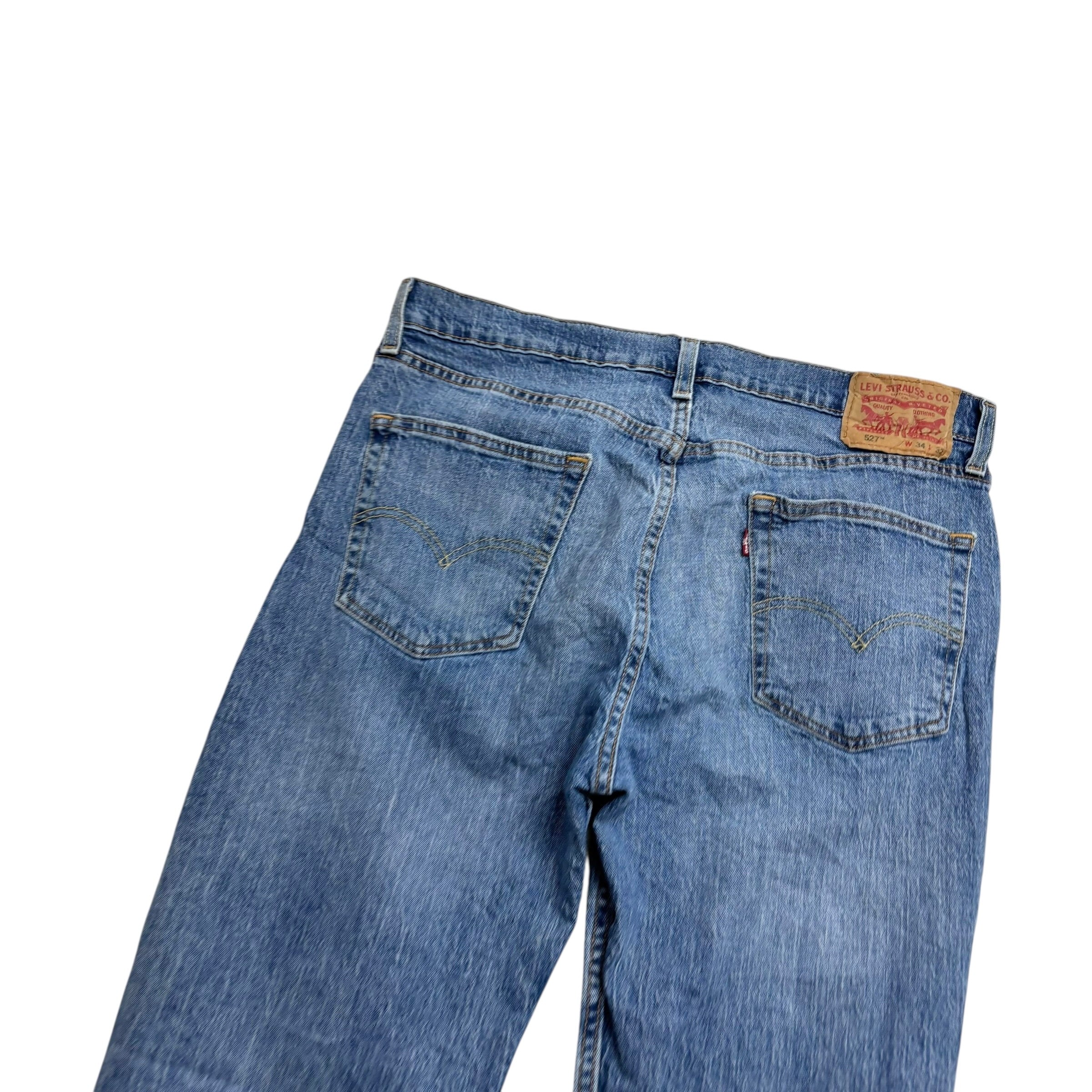 Levis 527 Jeans W34 L32 Mens Mid Blue Slim Bootcut Fit Stretch Denim