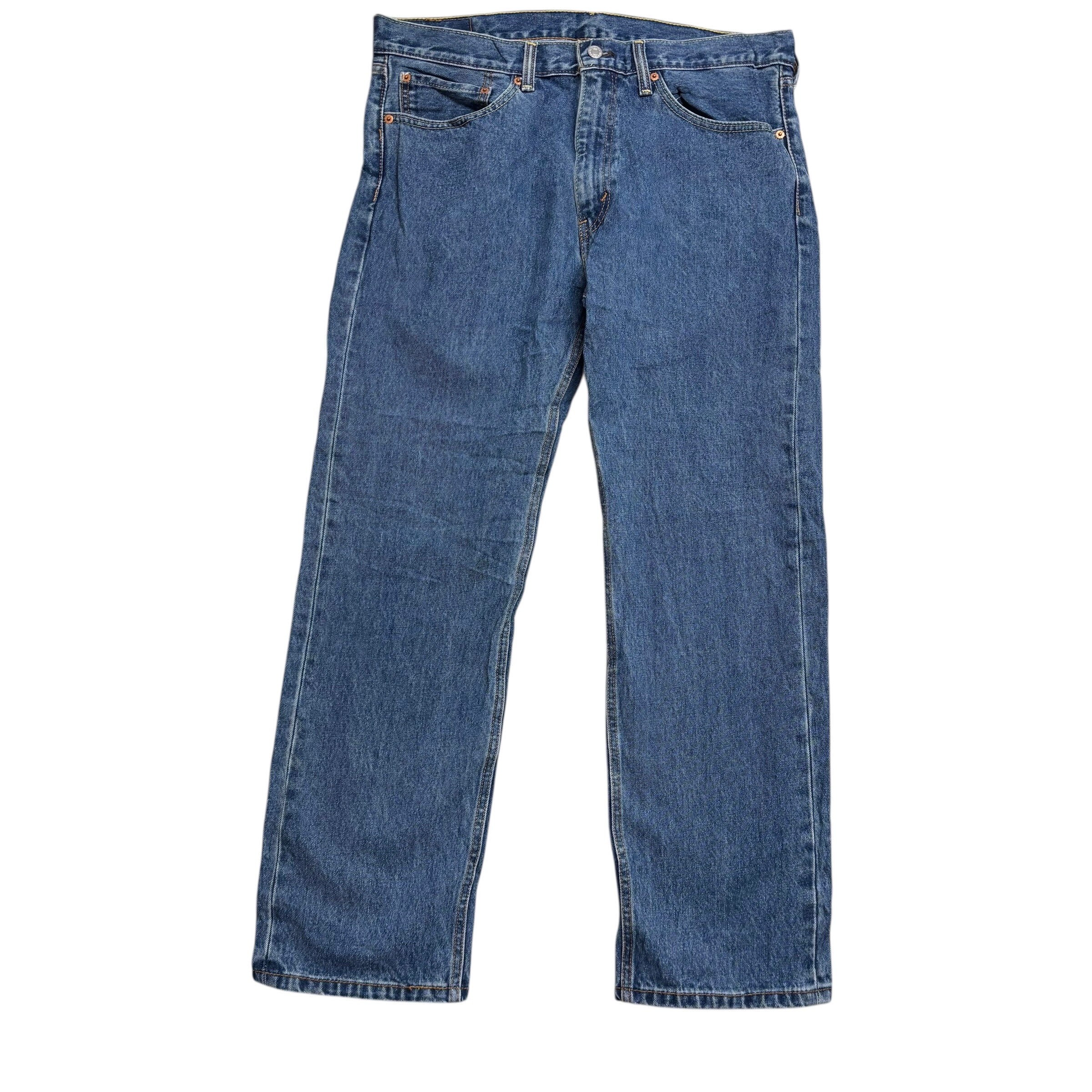 Levis 505 Jeans W36 L30 Mens Mid Blue Regular Straight Fit Denim (E)