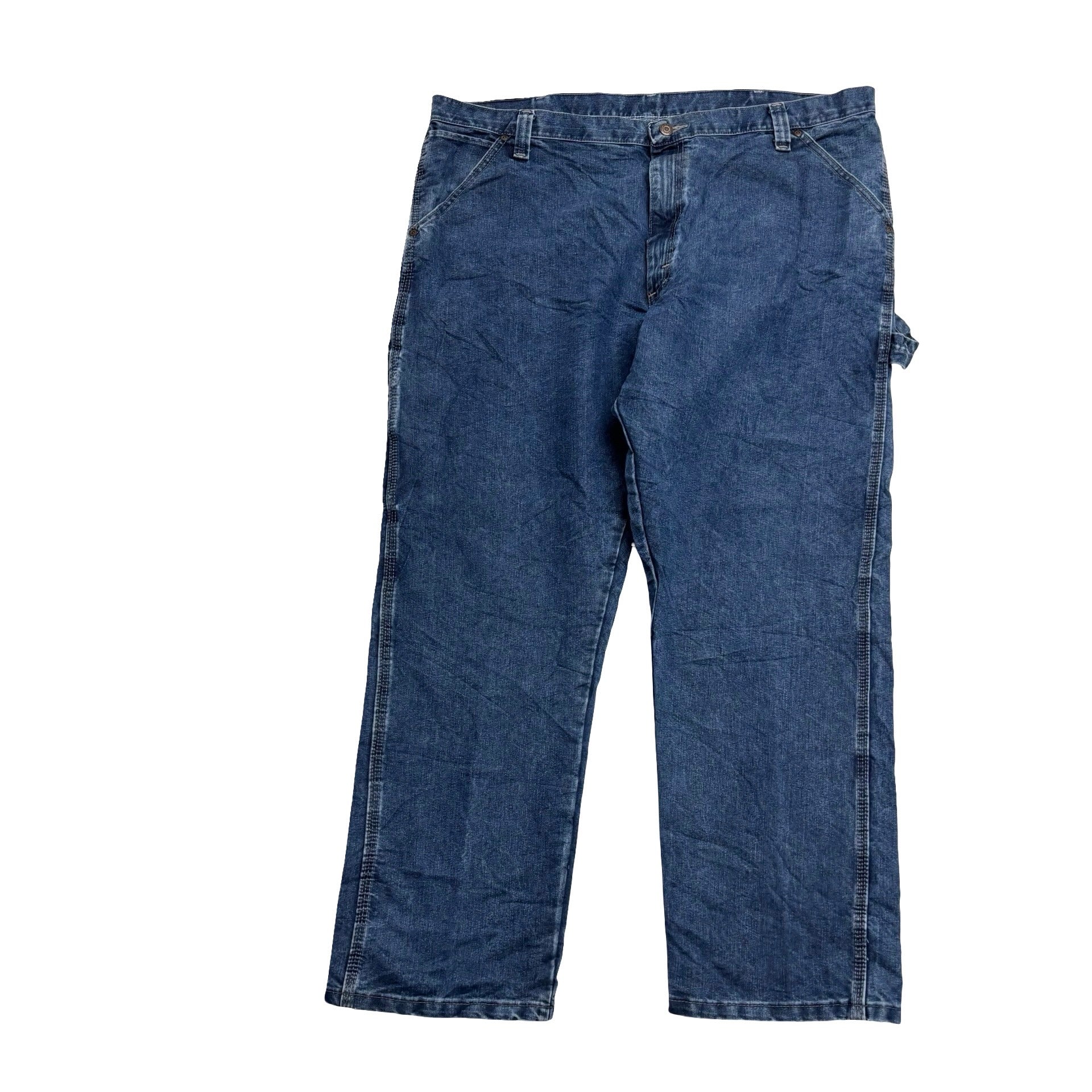 Wrangler Carpenter Jeans W42 L30 Mens Dark Blue Relaxed Straight Fit Denim