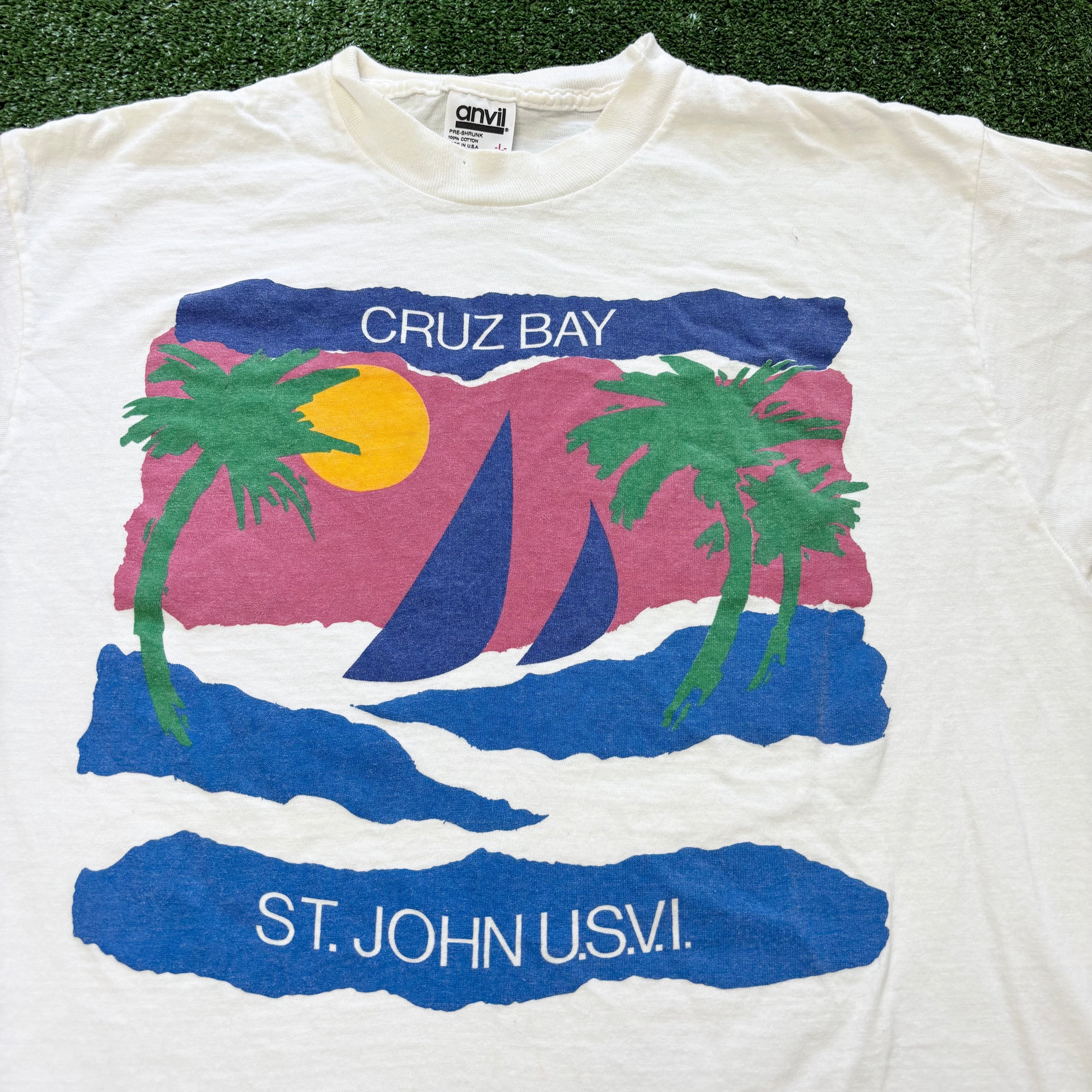 Vintage T Shirt Mens Medium White Single Stitch Graphic Print 90s