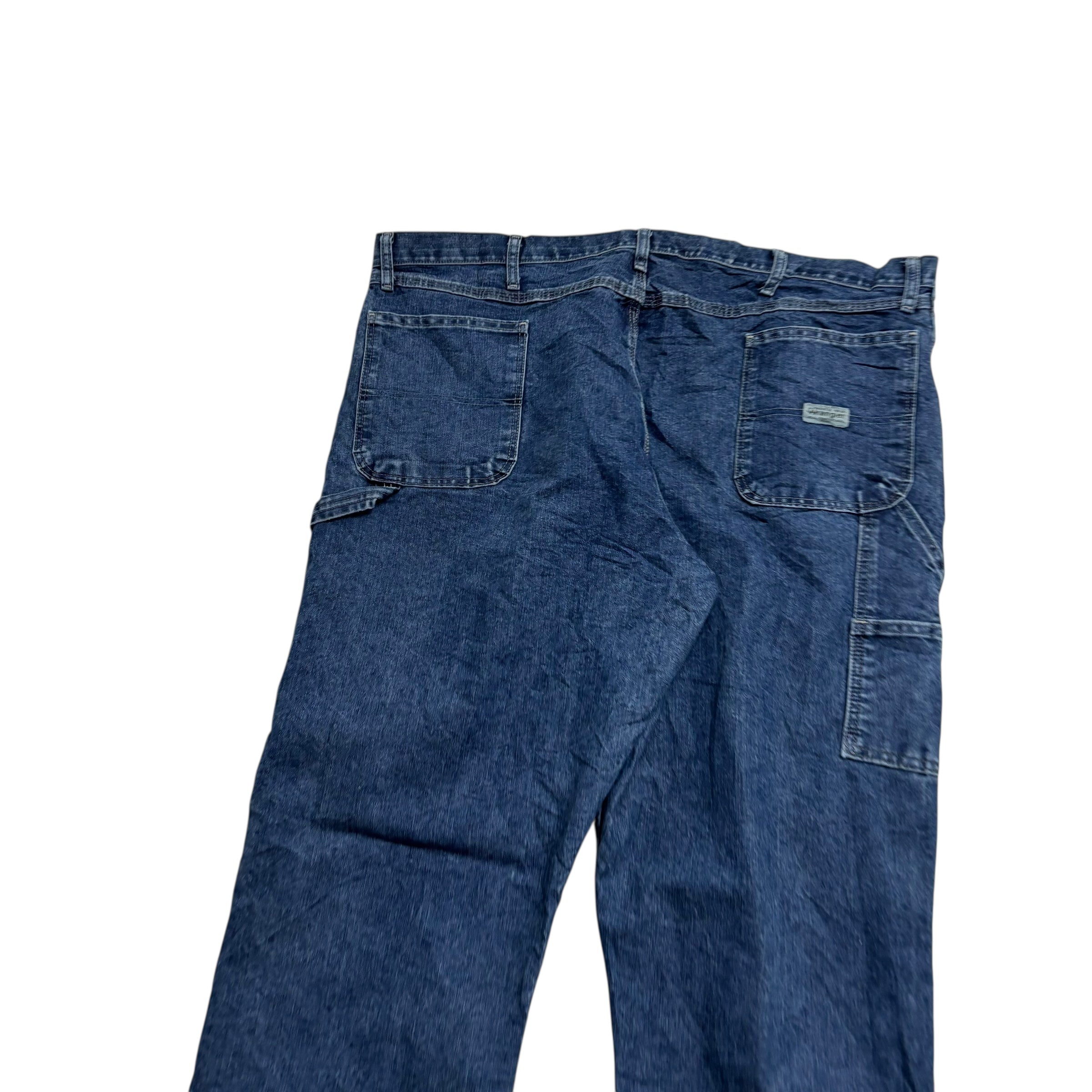 Wrangler Carpenter Jeans W44 L32 Mens Mid Blue Relaxed Straight Fit Denim (E)