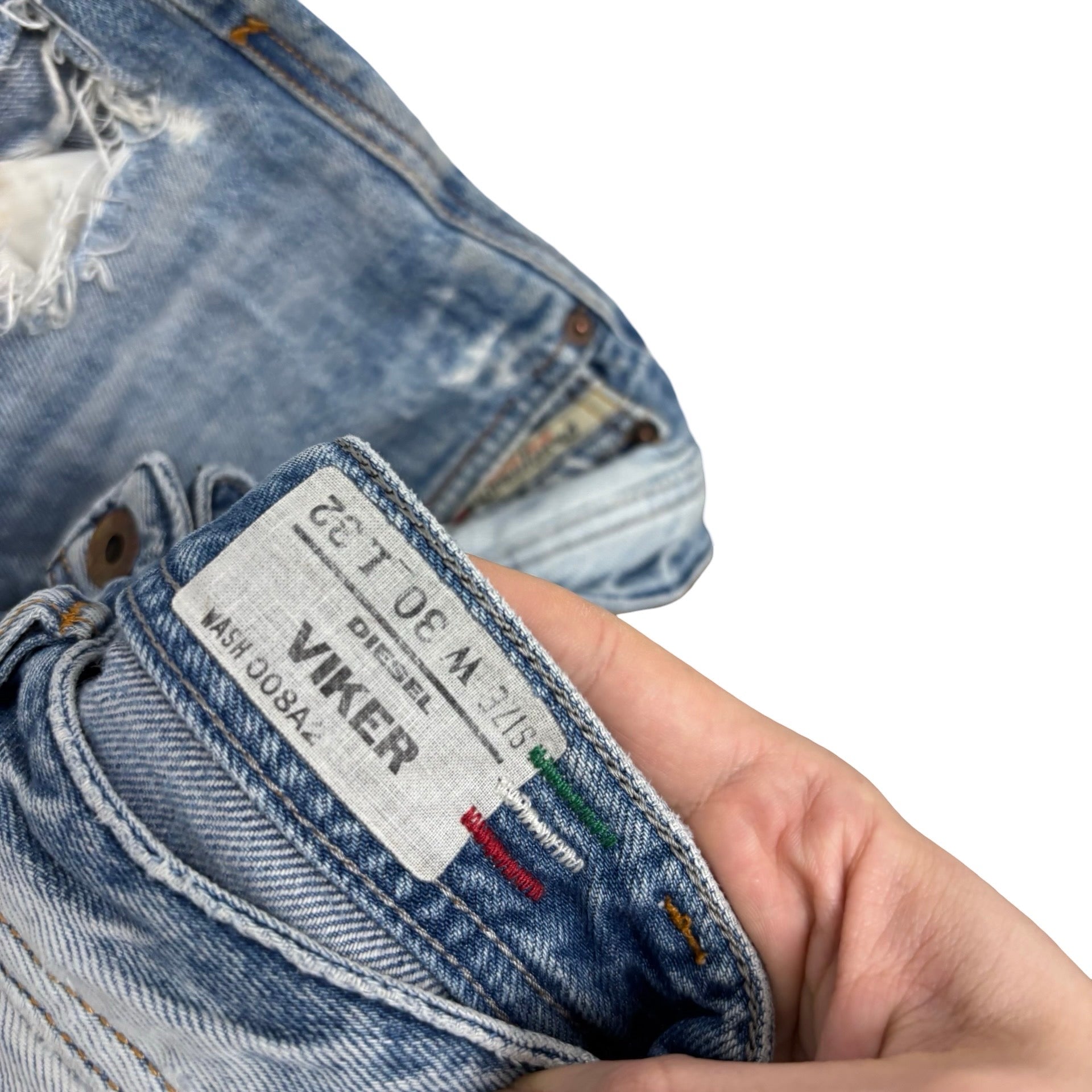 Diesel Viker Jeans W30 L32 Mens Mid Blue Regular Straight Fit Denim (F)