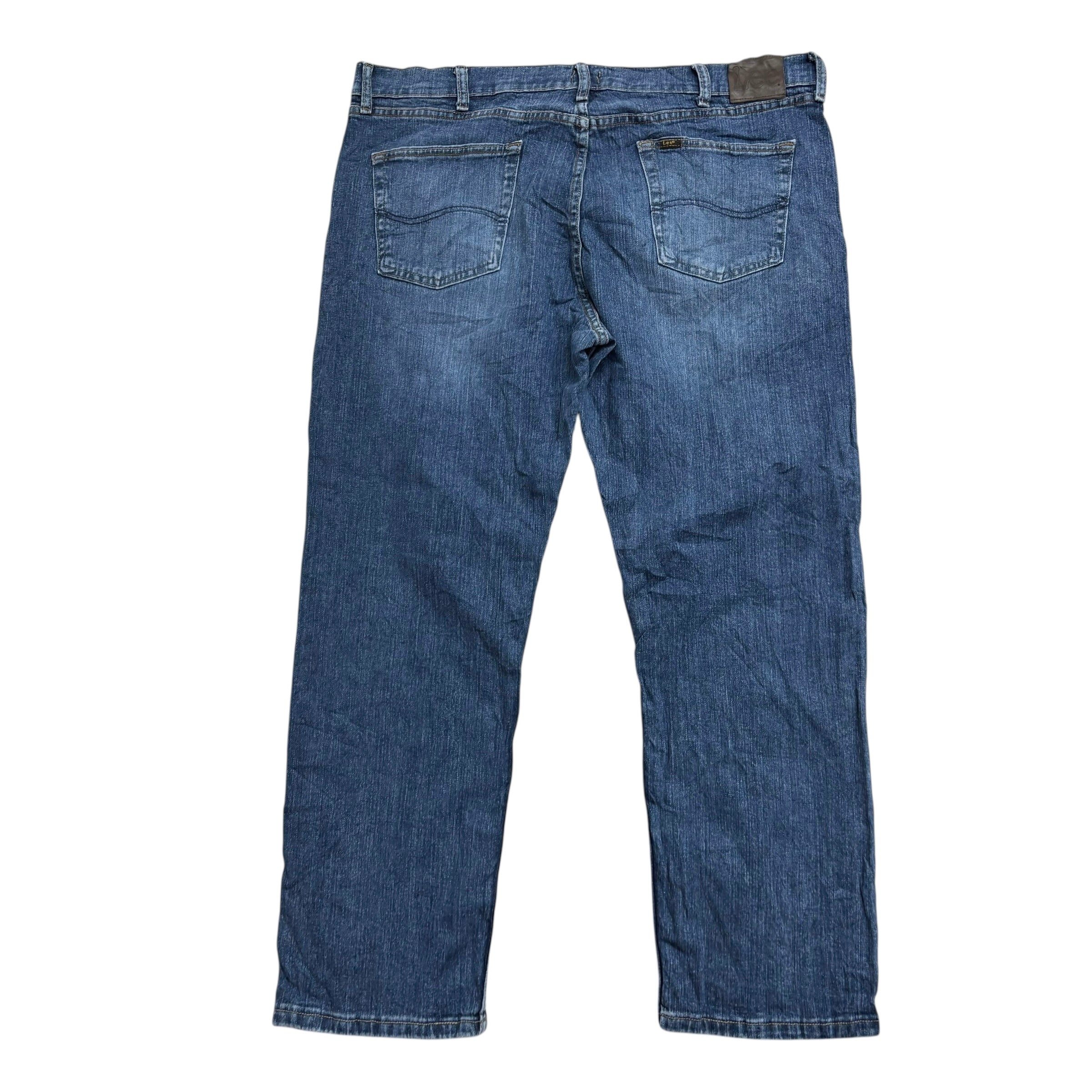 Lee Jeans W40 L30 Mens Mid Blue Regular Straight Fit Stretch Denim (E)